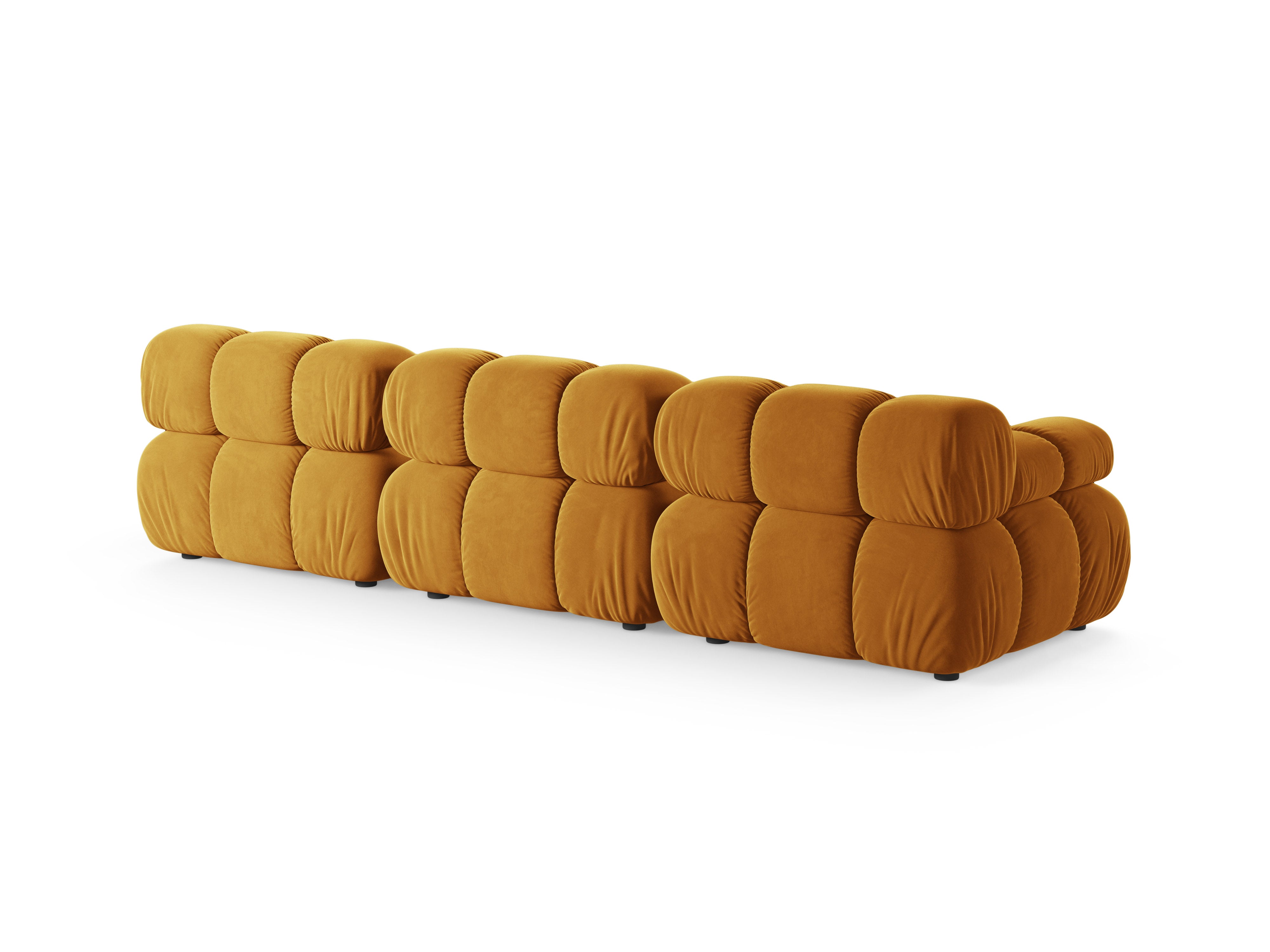 Modulaire 3-zitsbank BELLIS in mosterdkleurig velours