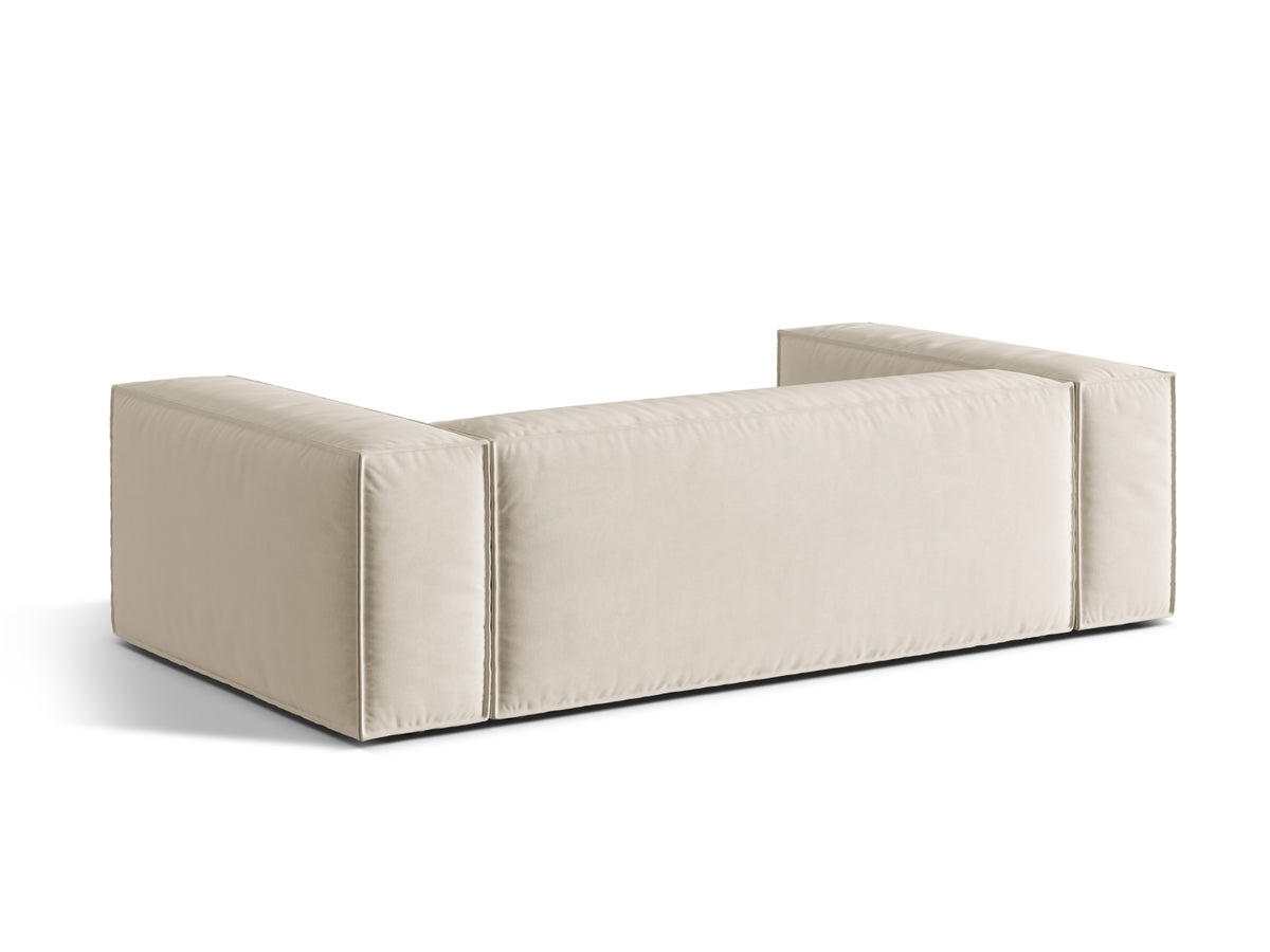 Sofa aksamitna 3-osobowa NURIA beżowy – ujęcie tylne