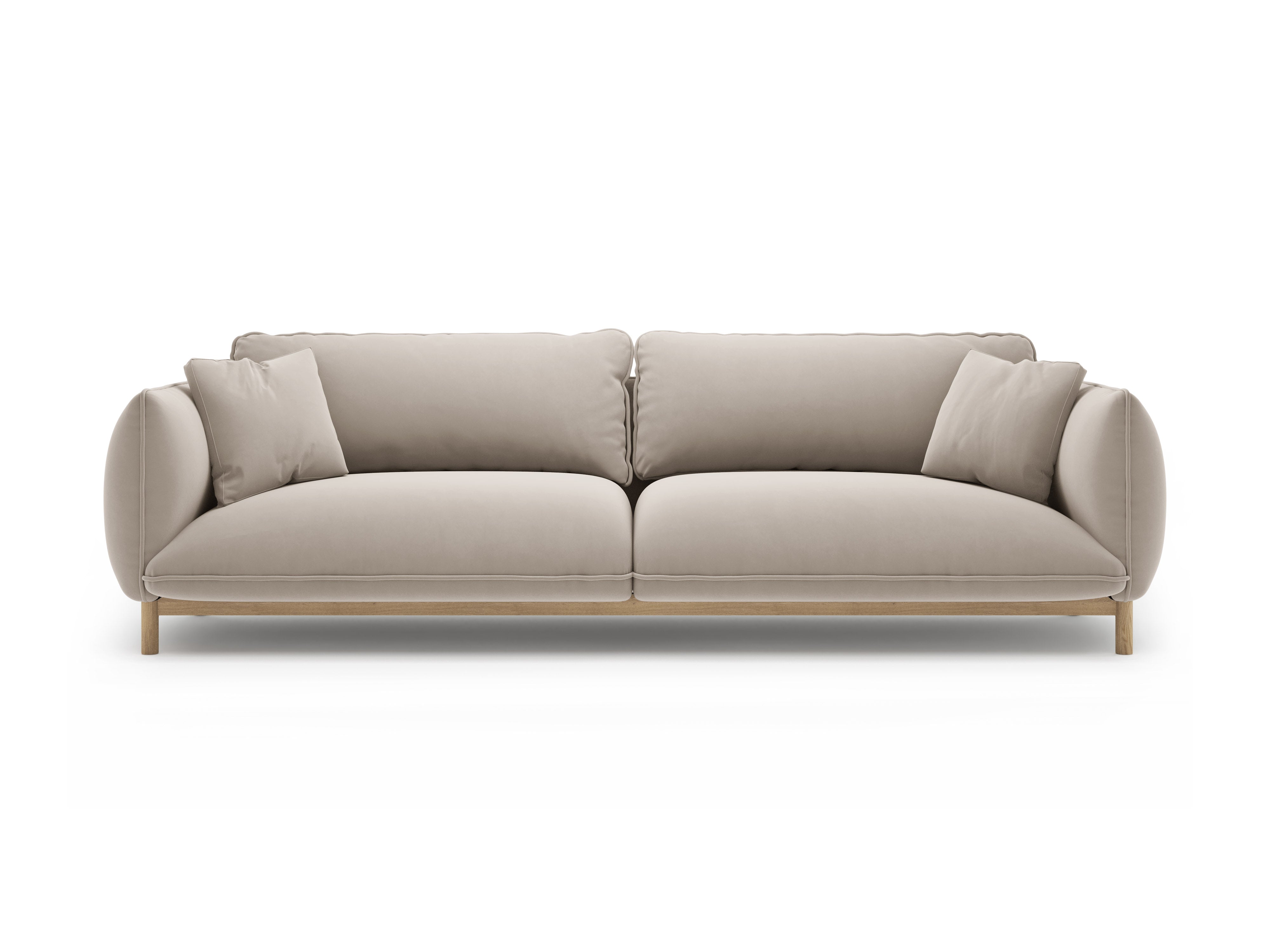 Velours bank voor 4 personen ADA lichtbeige