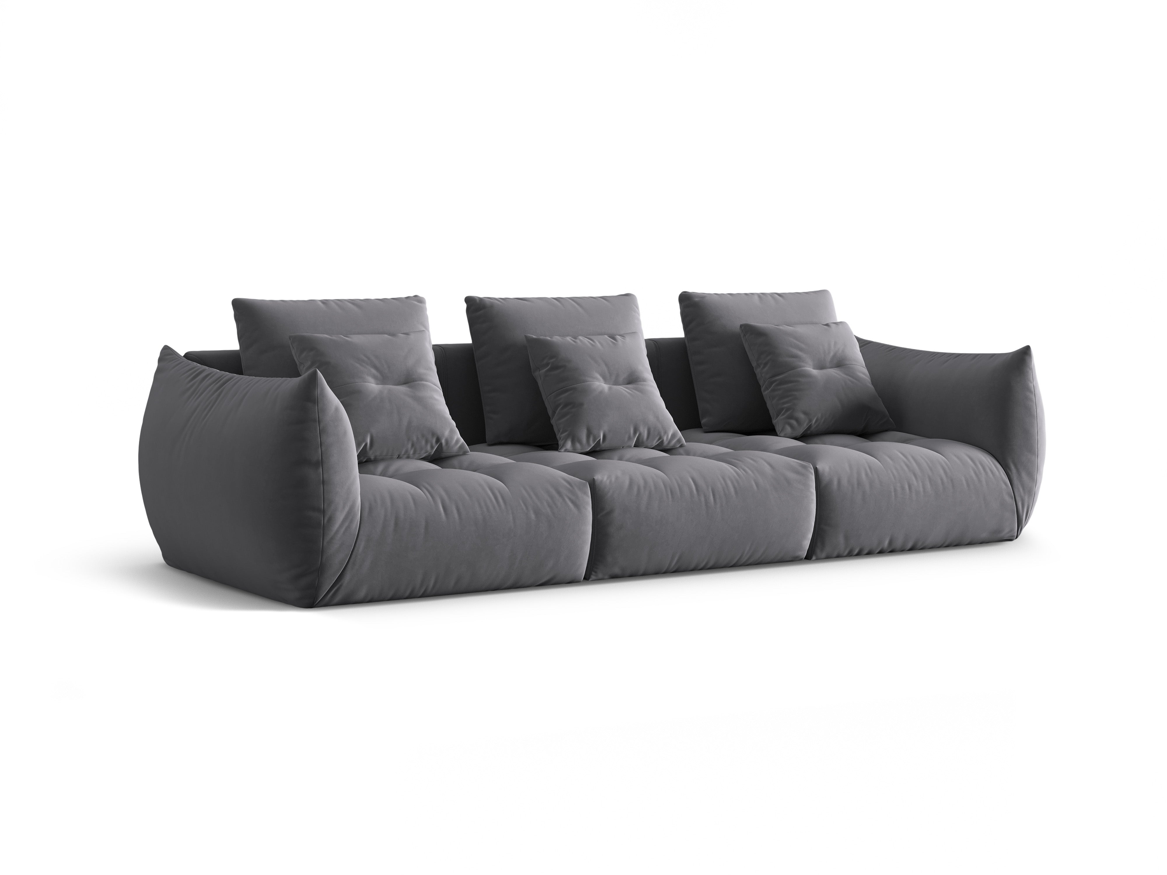 Velvet sofa 4-person Bloom dark gray