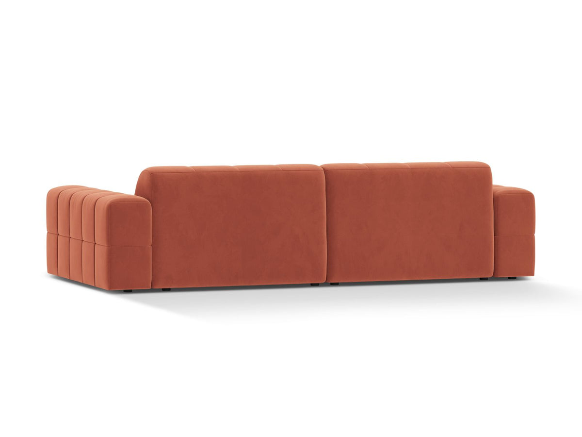 Sofa aksamitna 4-osobowa JENNIFER koralowy Venus – ujęcie tylne