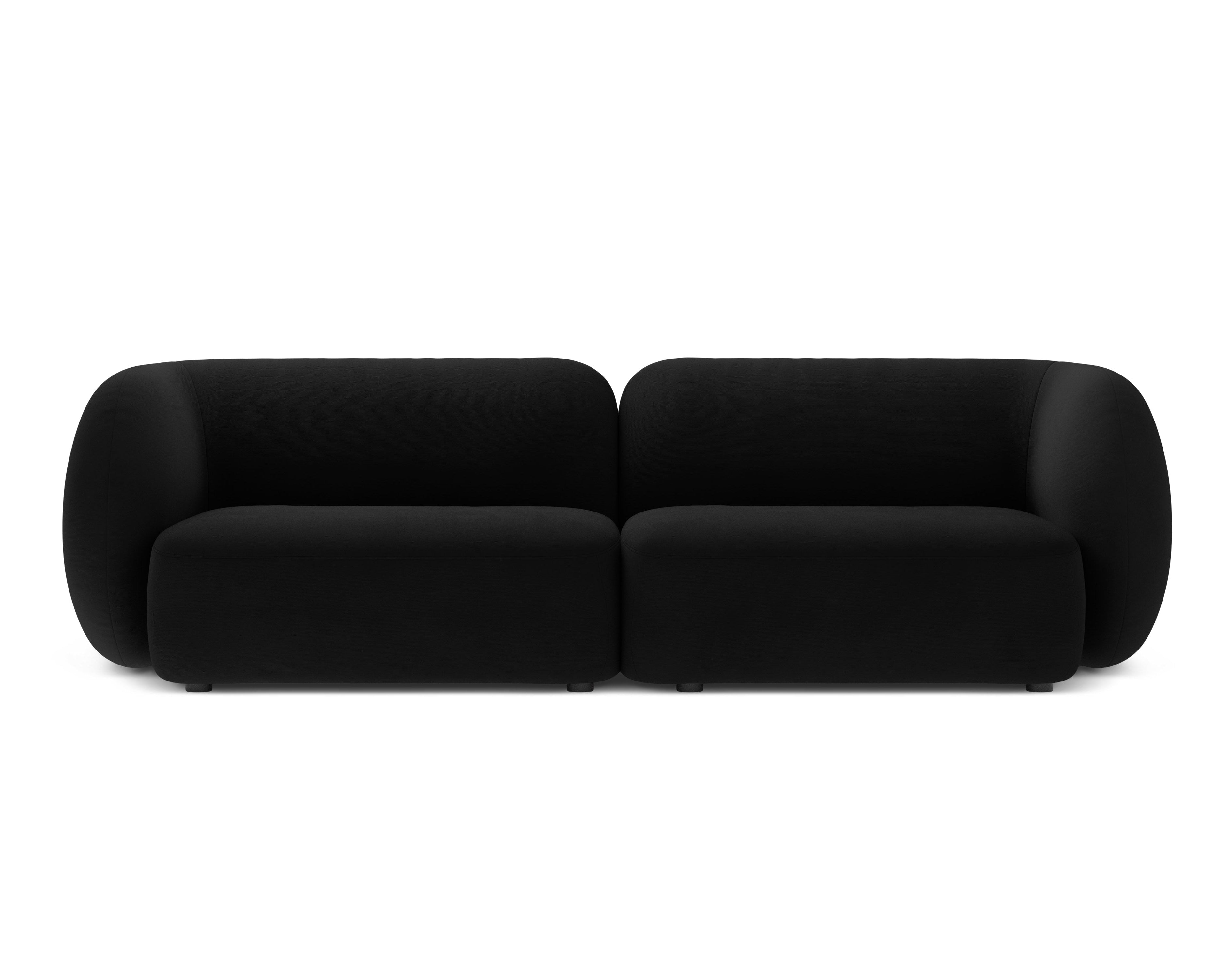 Sofa voor 4 personen van fluweel KATE in zwart