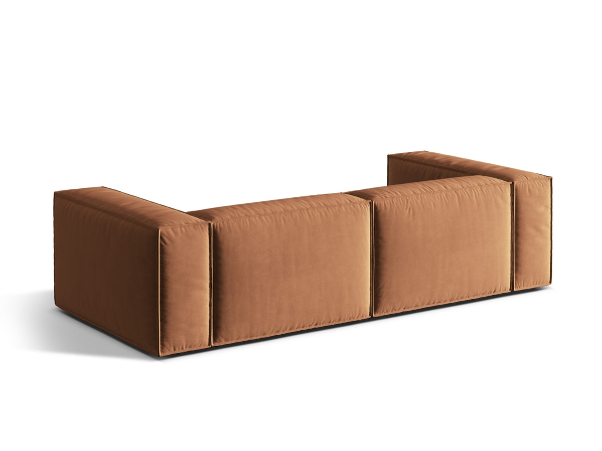 Sofa aksamitna 4-osobowa NURIA miodowy – ujęcie tylne