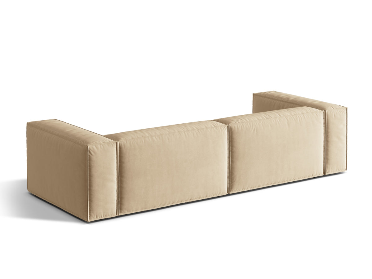 Sofa aksamitna 5-osobowa NURIA nude – ujęcie tylne