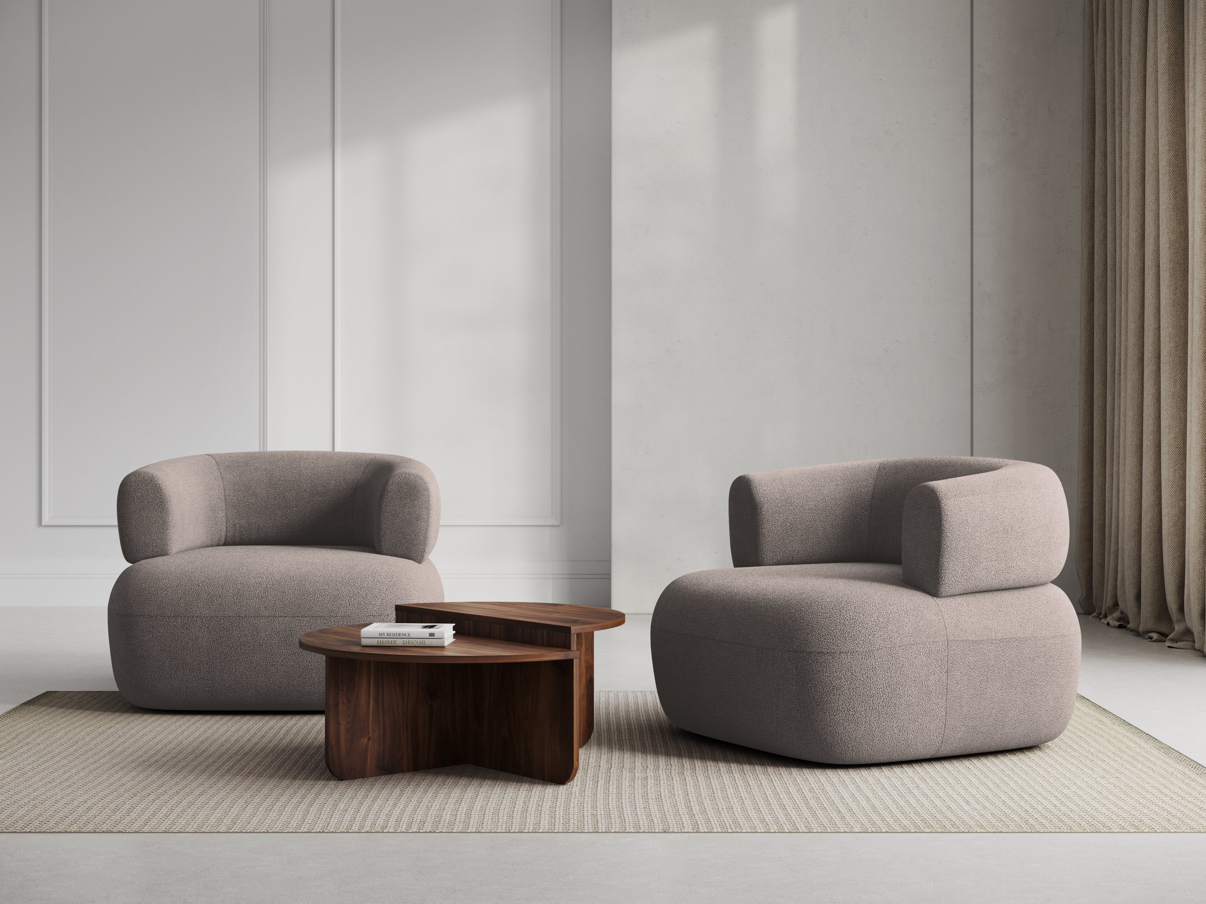 JENNY Armchair in Light Brown Boucle [ewelina] [Amelia spr]