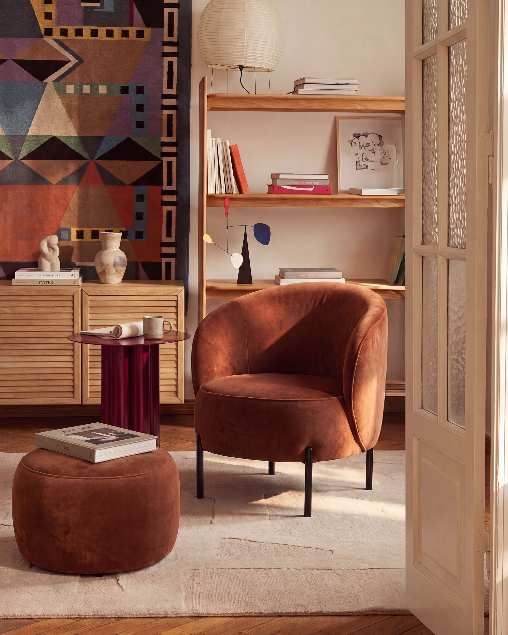 Velours fauteuil AMALTA beige
