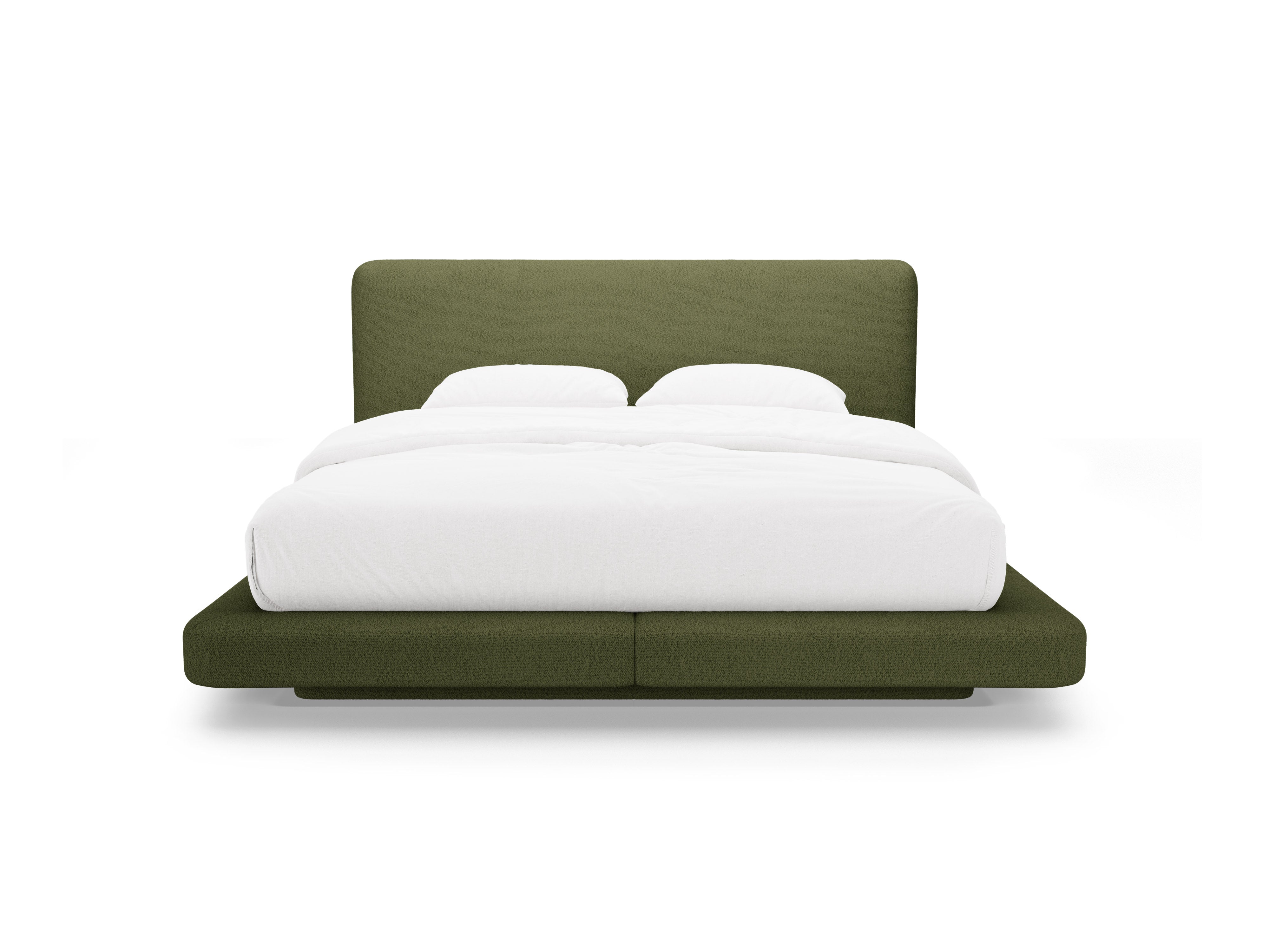 LINEA Bed in Dark Olive Green Boucle