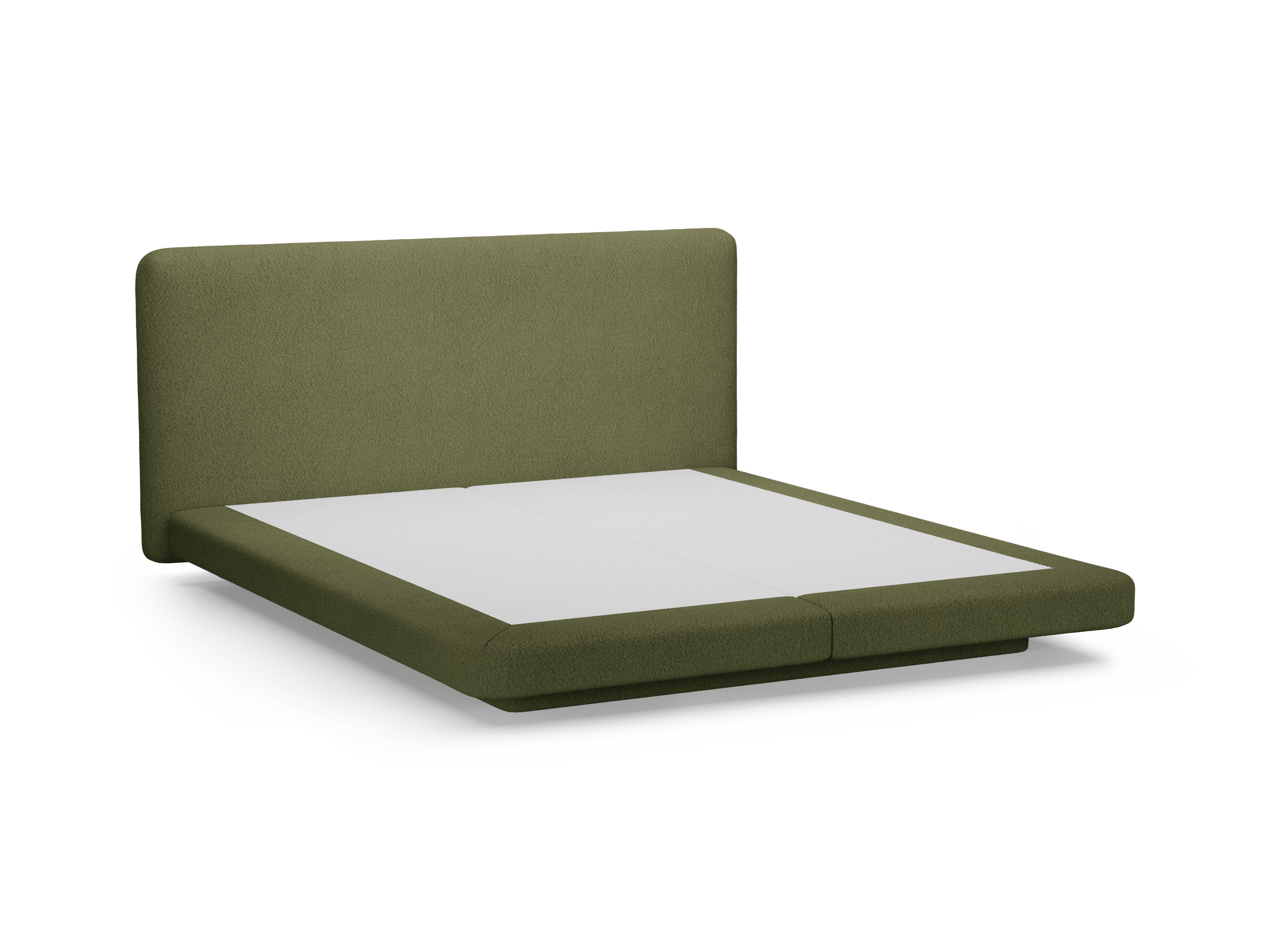 LINEA Bed in Dark Olive Green Boucle