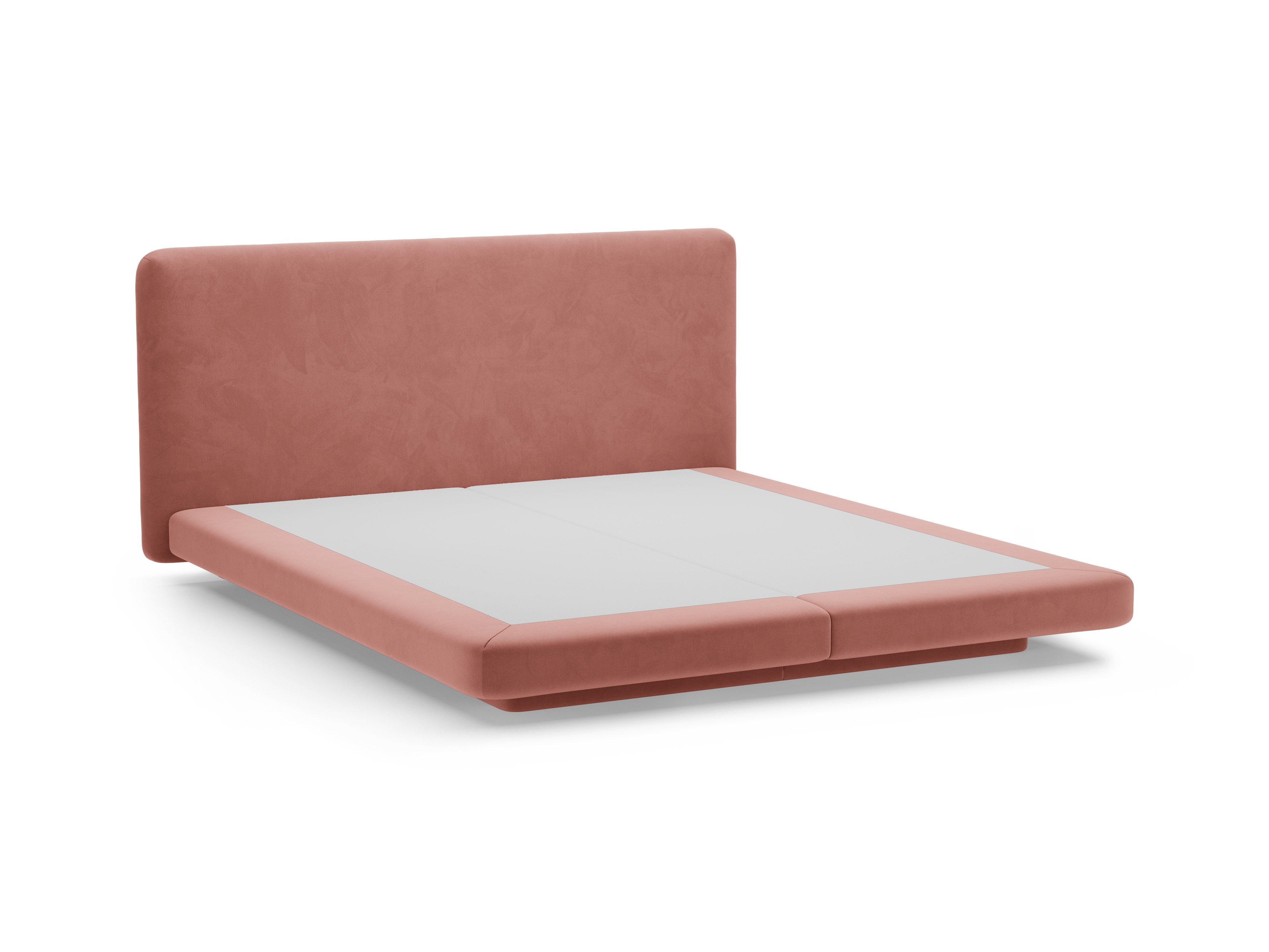 Łóżko aksamitne LINEA różowy do sypialni – styl minimalistyczny