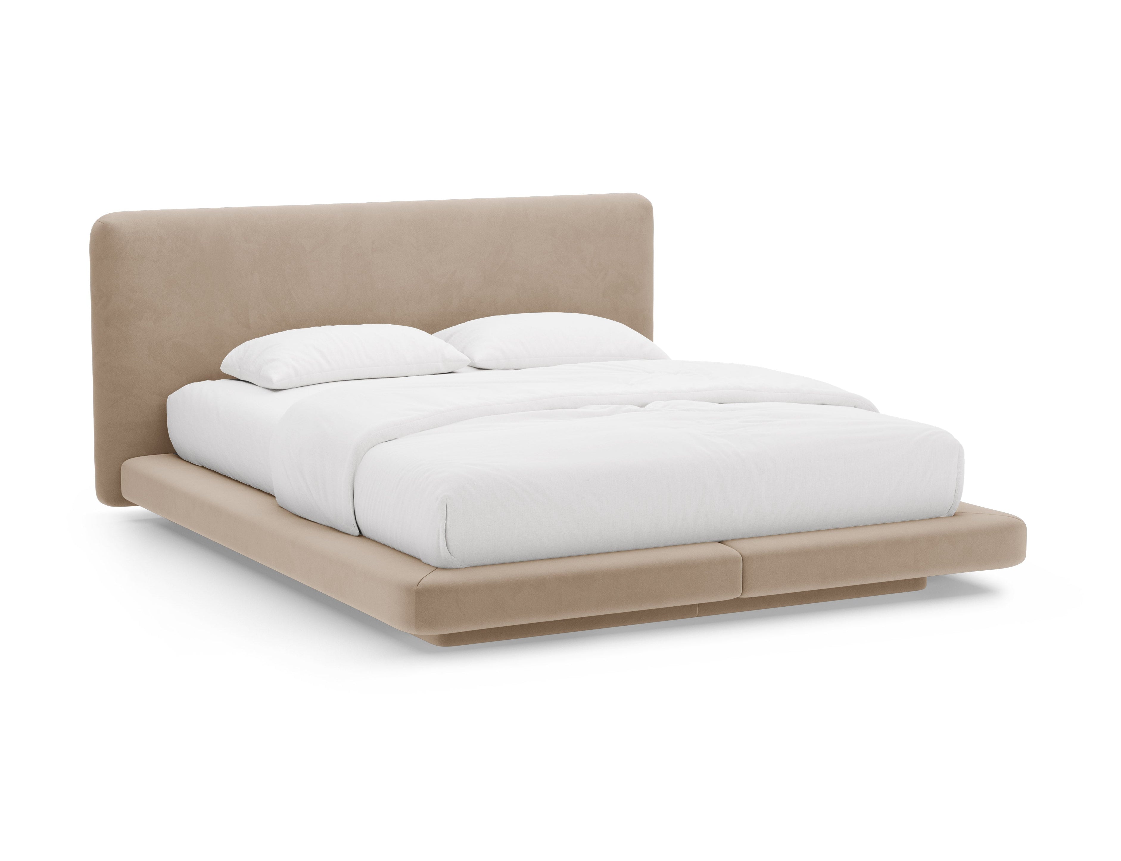 Velvet bed LINEA amandelbeige