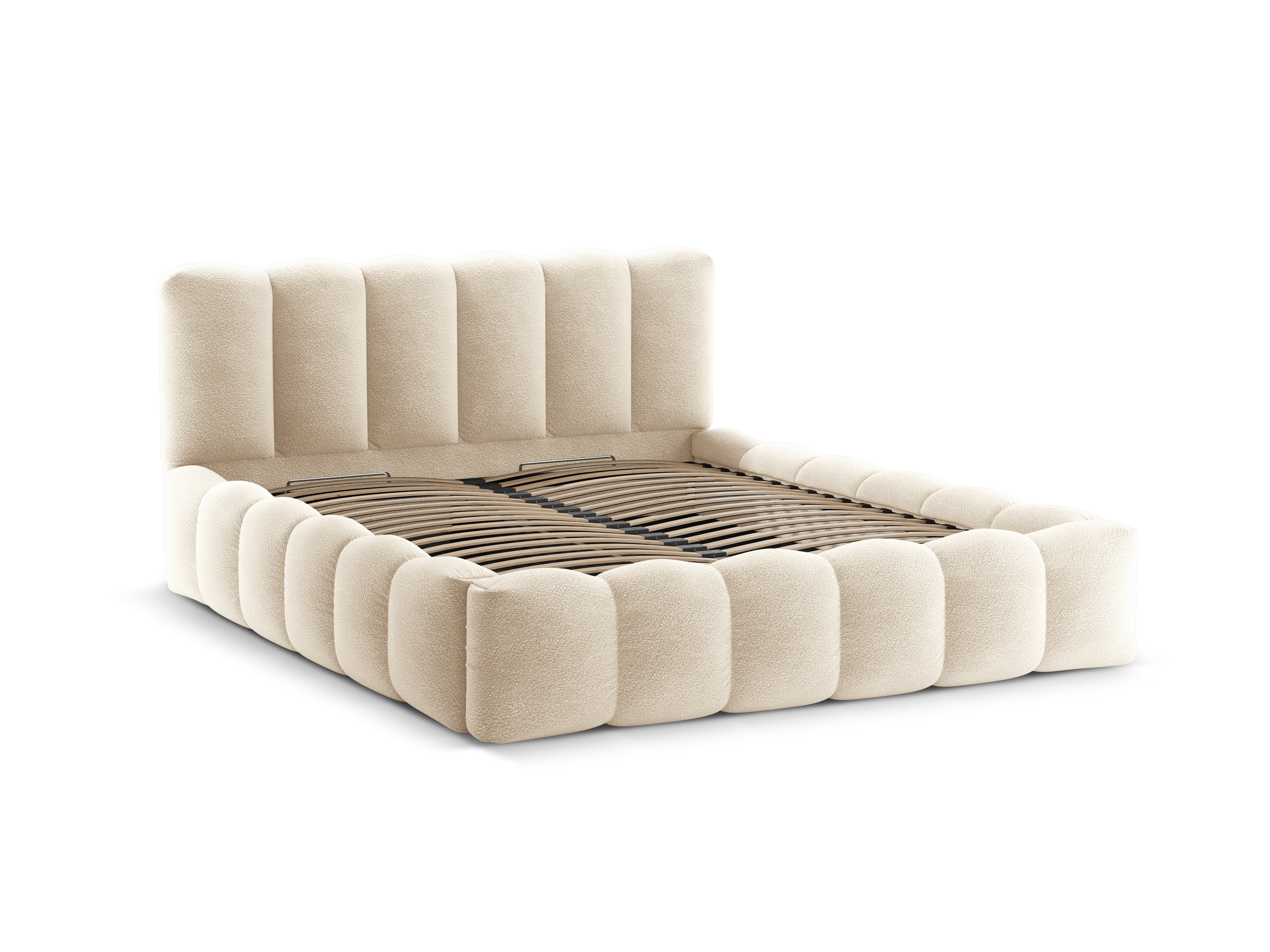Bed met opbergruimte LUPINE beige boucle
