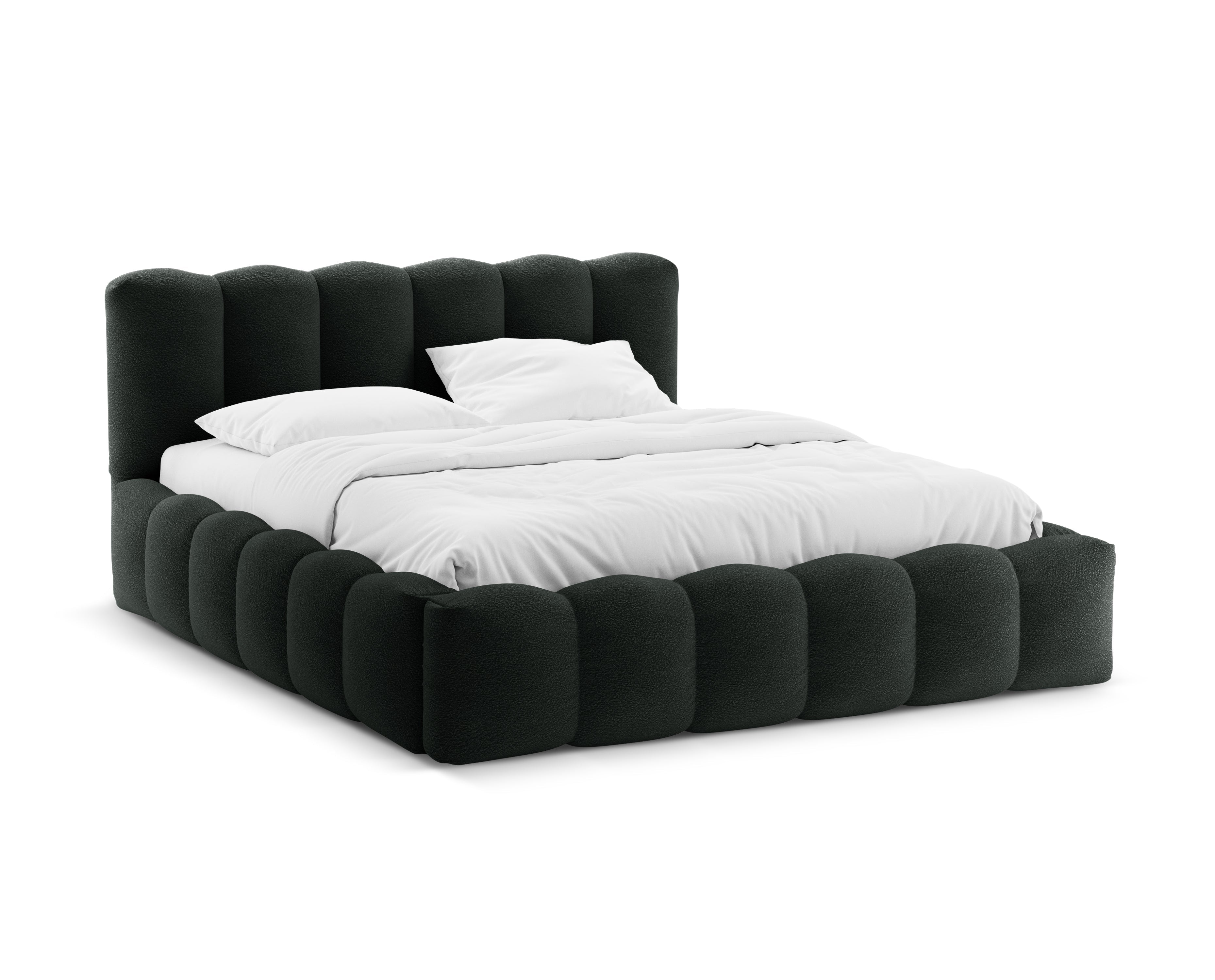 Bed met opbergruimte LUPINE zwarte boucle