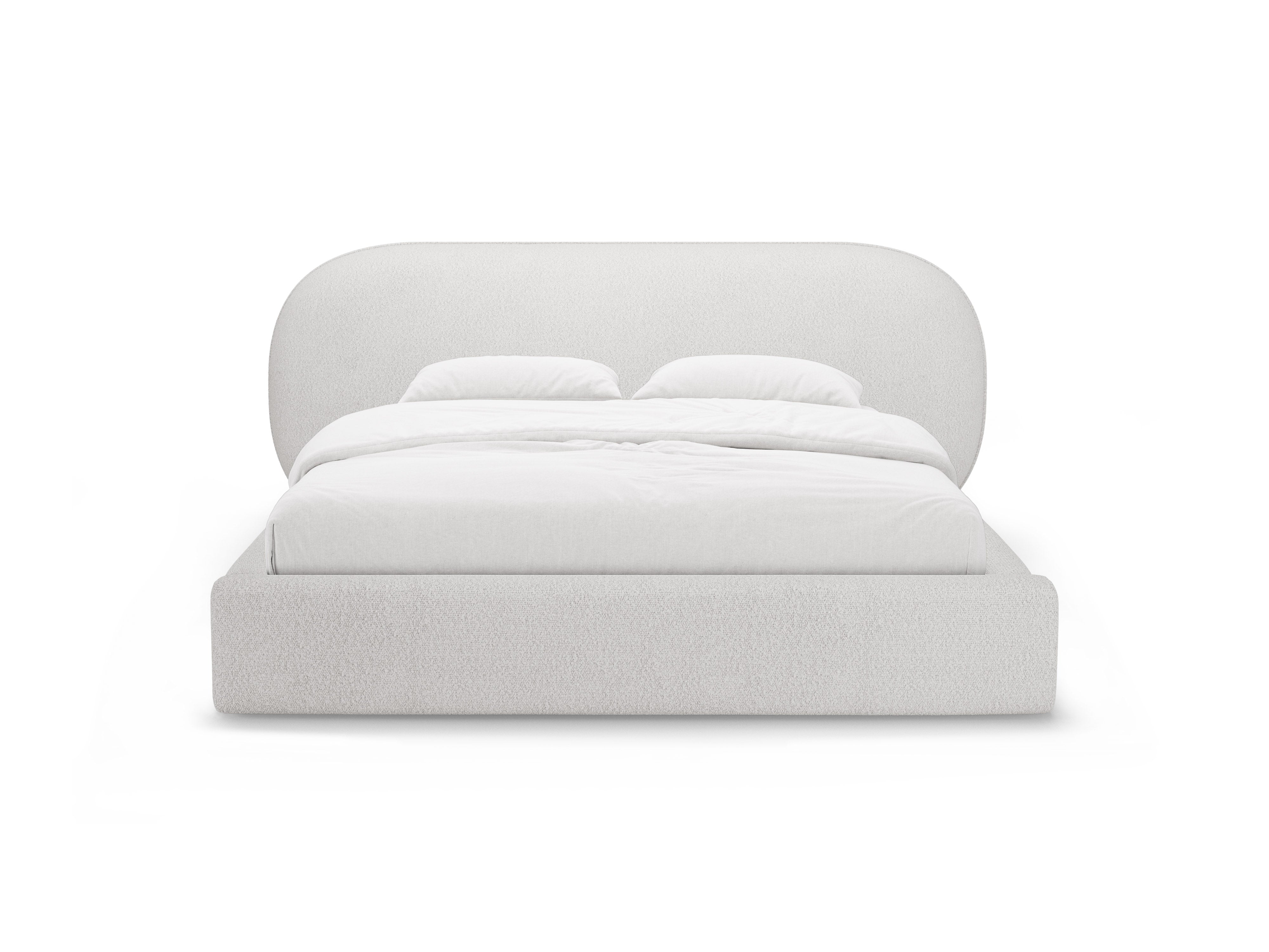 Bed OVALO lichtgrijs boucle