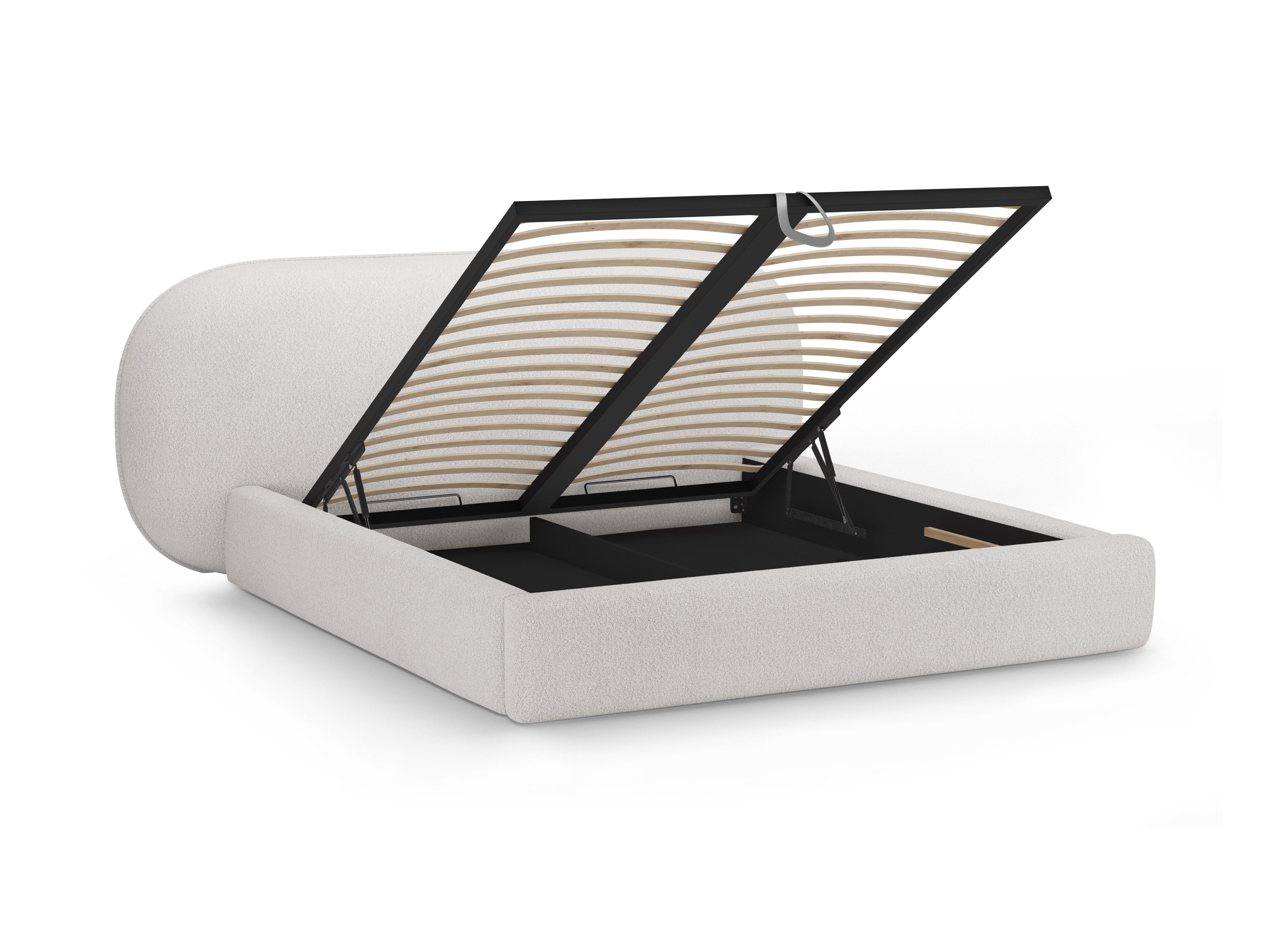 Bed OVALO lichtgrijs boucle