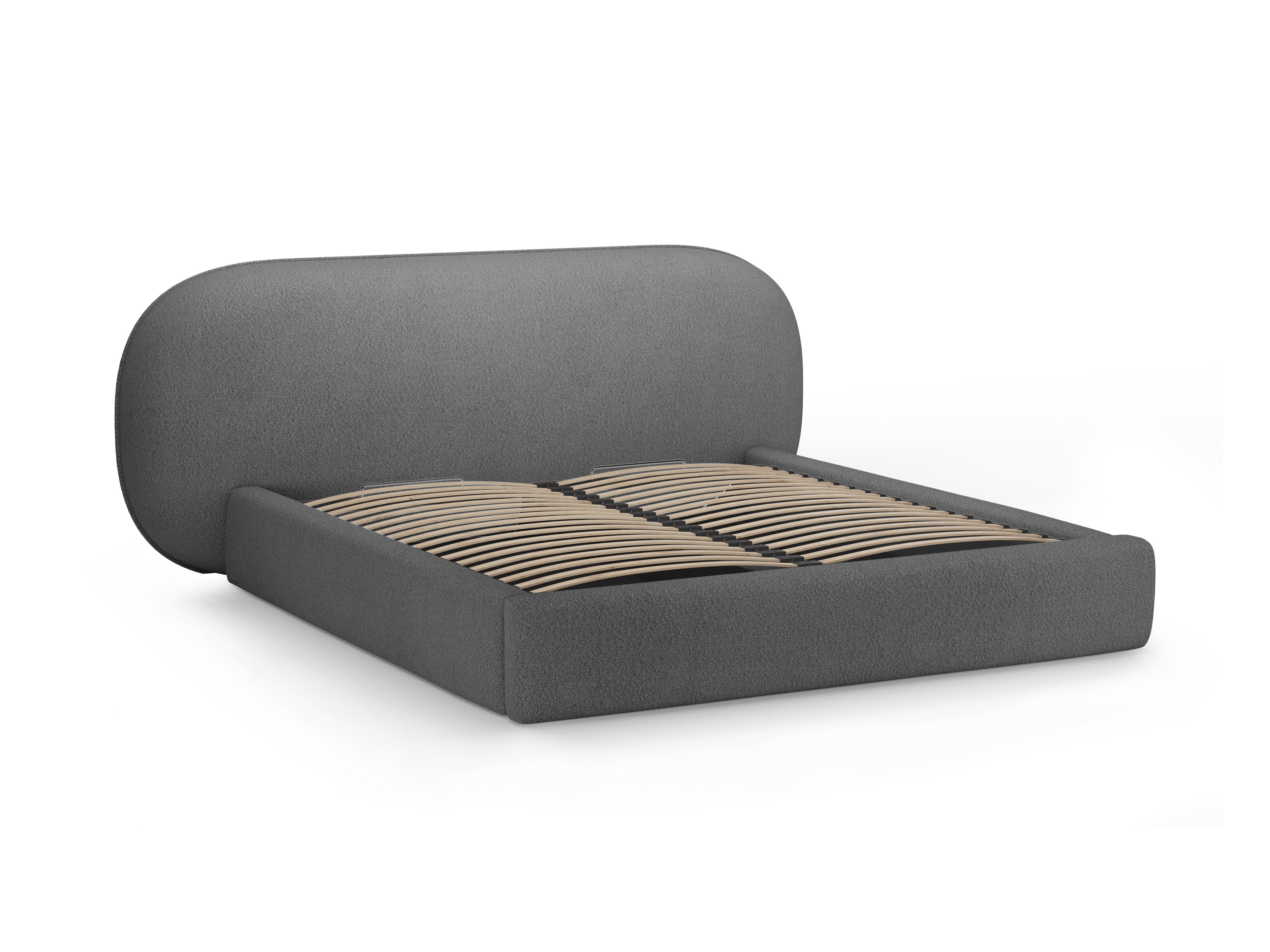 Bed OVALO donkergrijze boucle