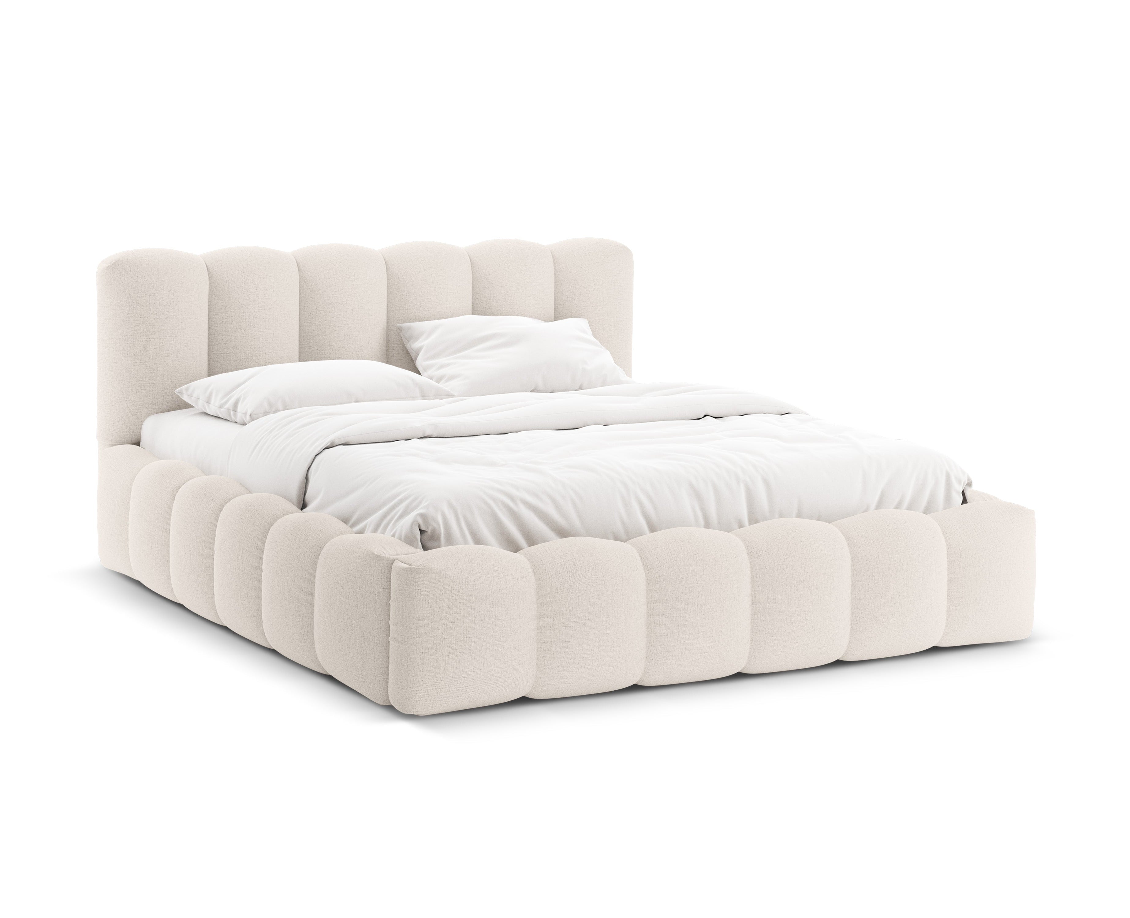 Bed met opbergruimte LUPINE lichtbeige