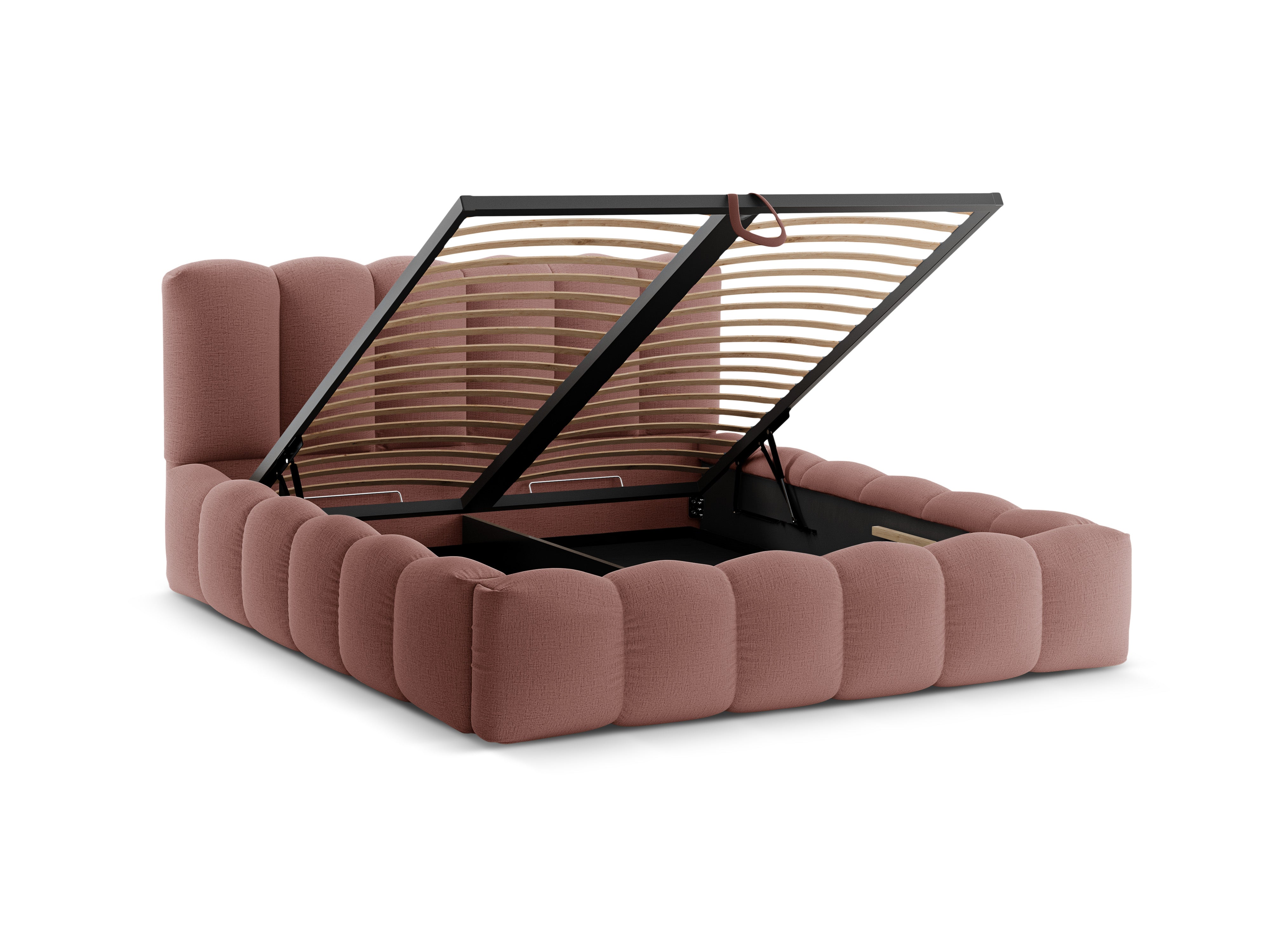 Bed met opbergruimte LUPINE donkerroze