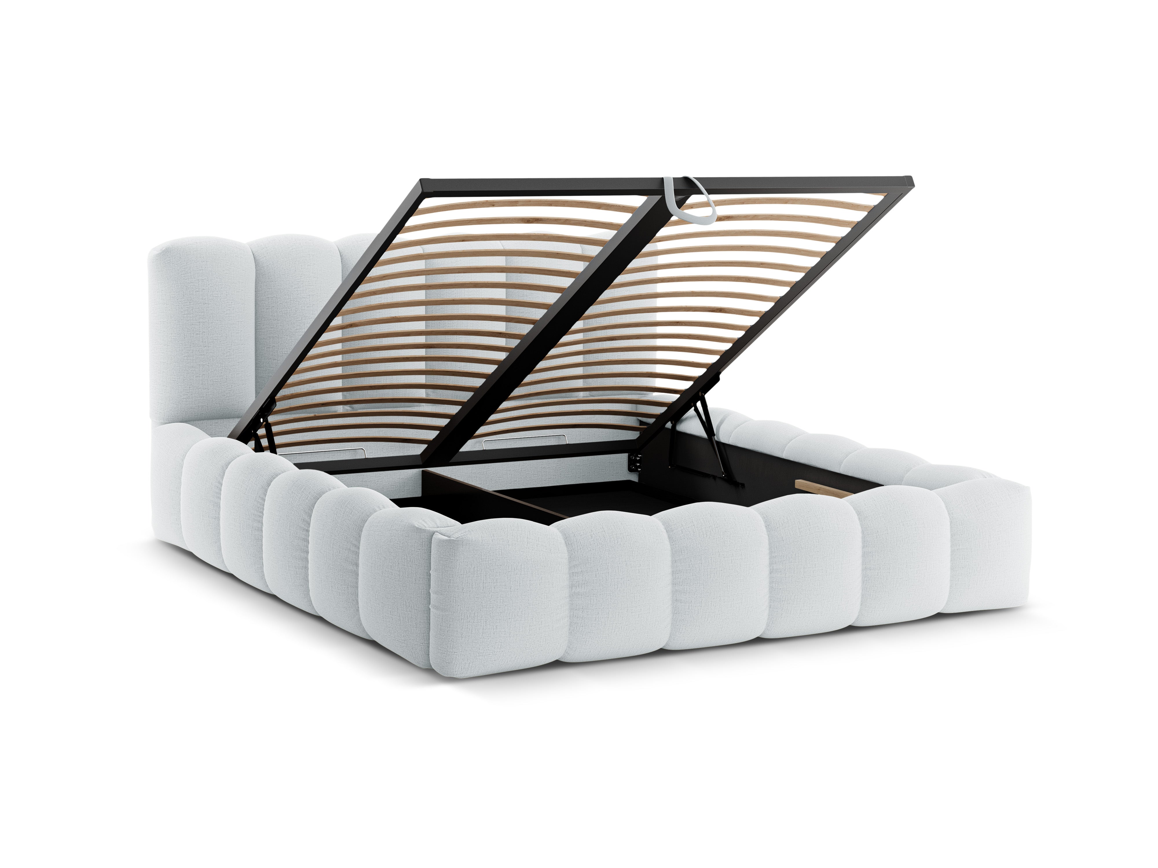 Bed met opbergruimte LUPINE lichtgrijs
