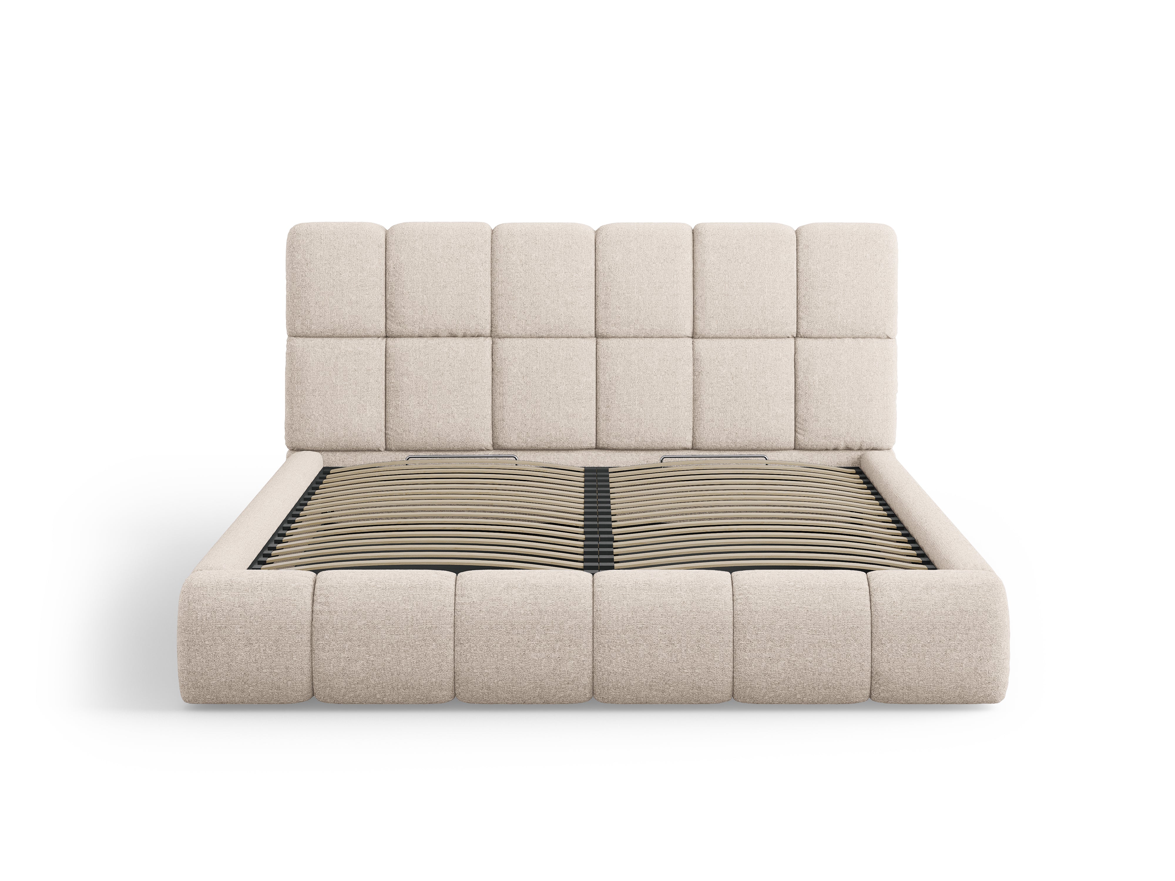 BELLIS bed met opbergruimte voor beddengoed, beige zijdeachtige chenille