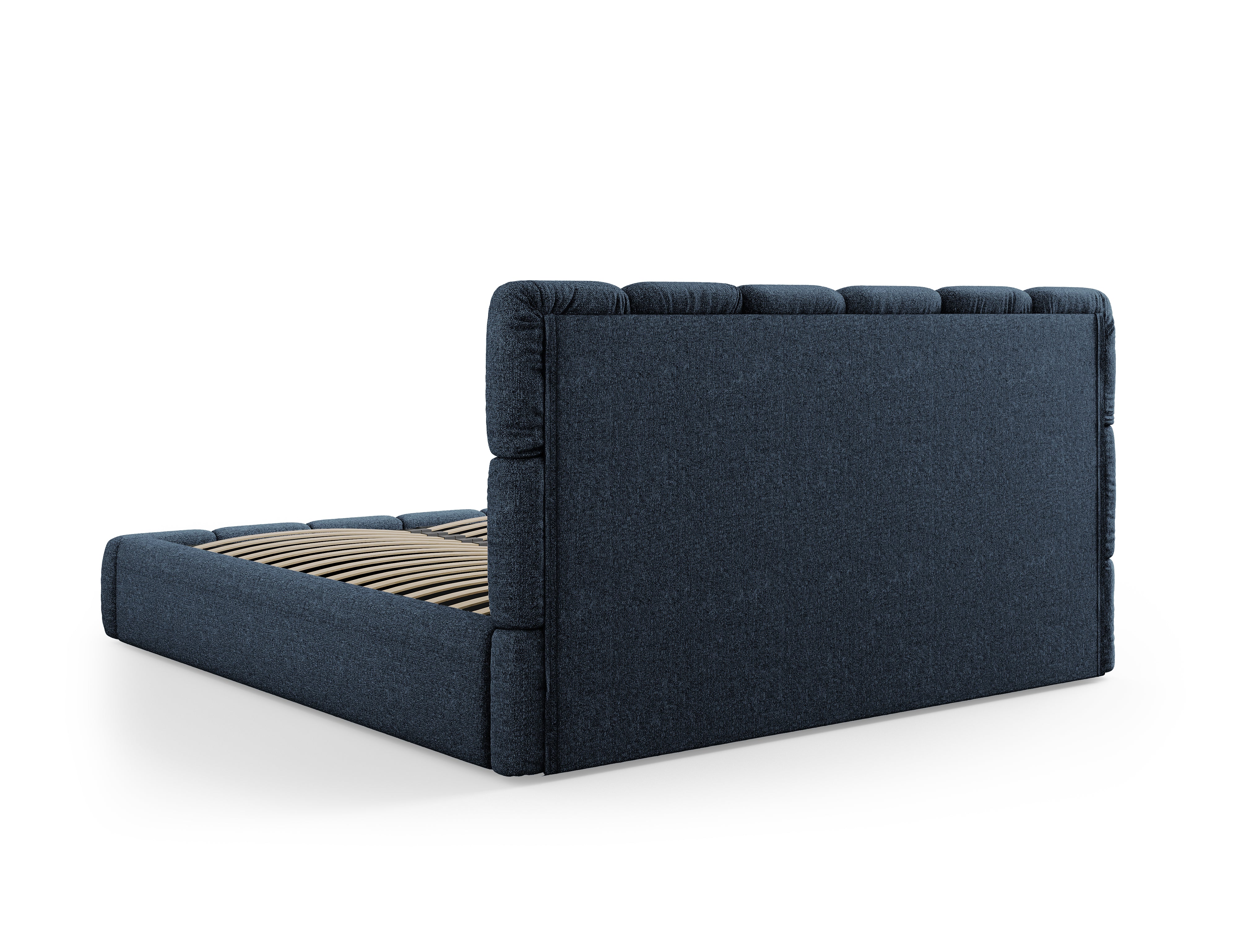 BELLIS bed met opbergruimte voor beddengoed, blauwe chenille zijdeachtige stof