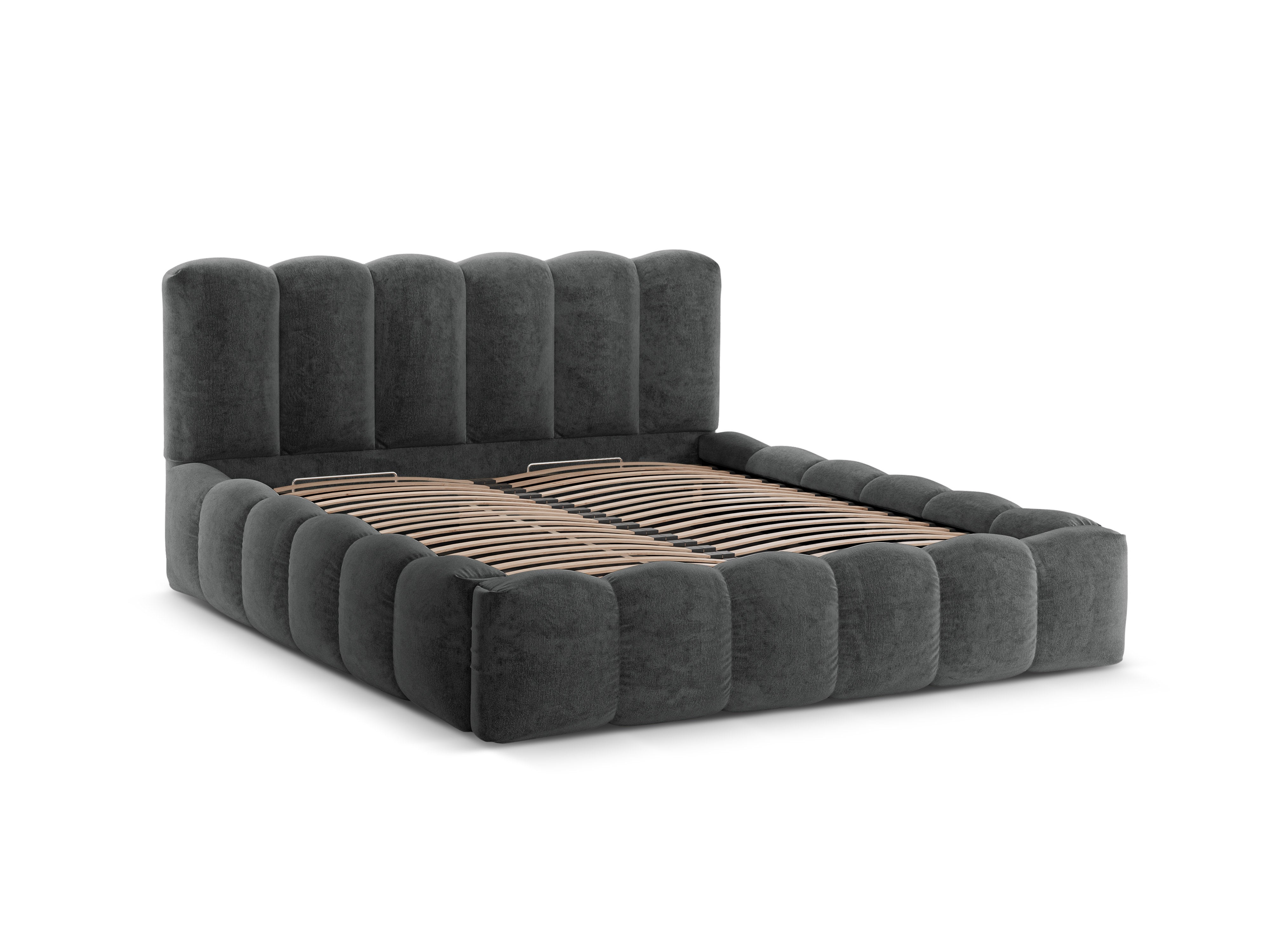 Bed met opbergruimte LUPINE donkergrijs chenille