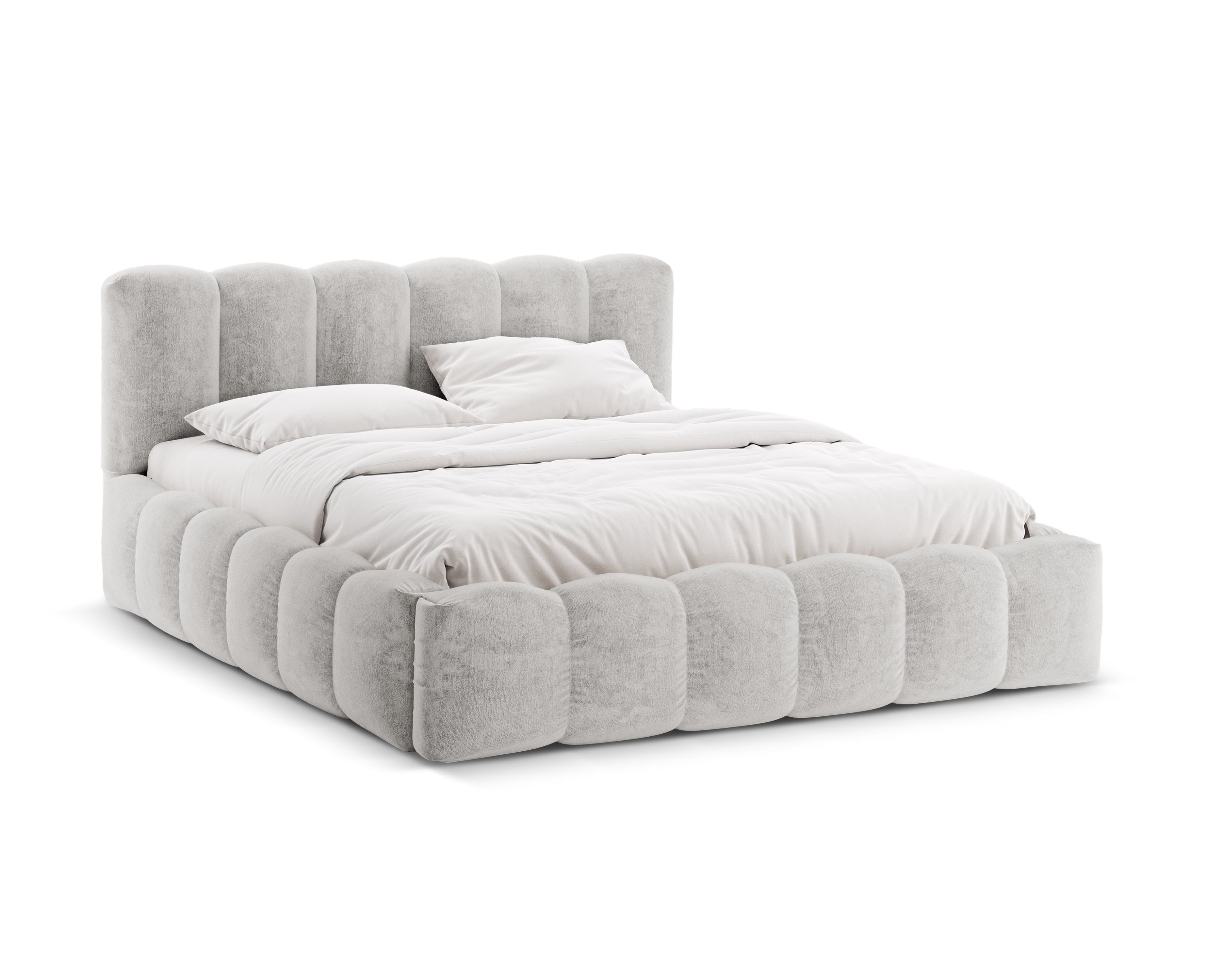 Bed met opbergruimte LUPINE lichtgrijze chenille