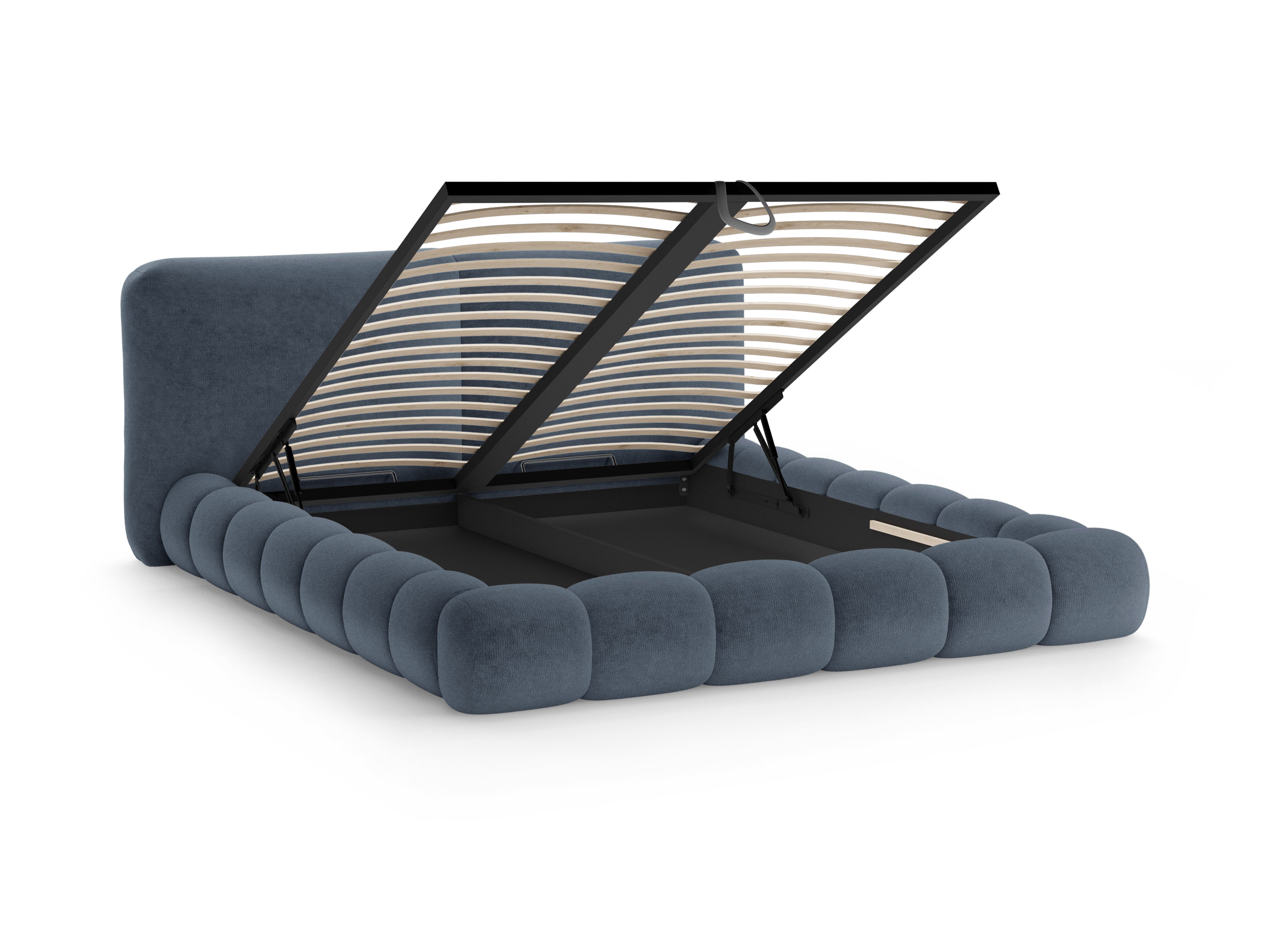 Bed SOLANGE donkerblauw chenille