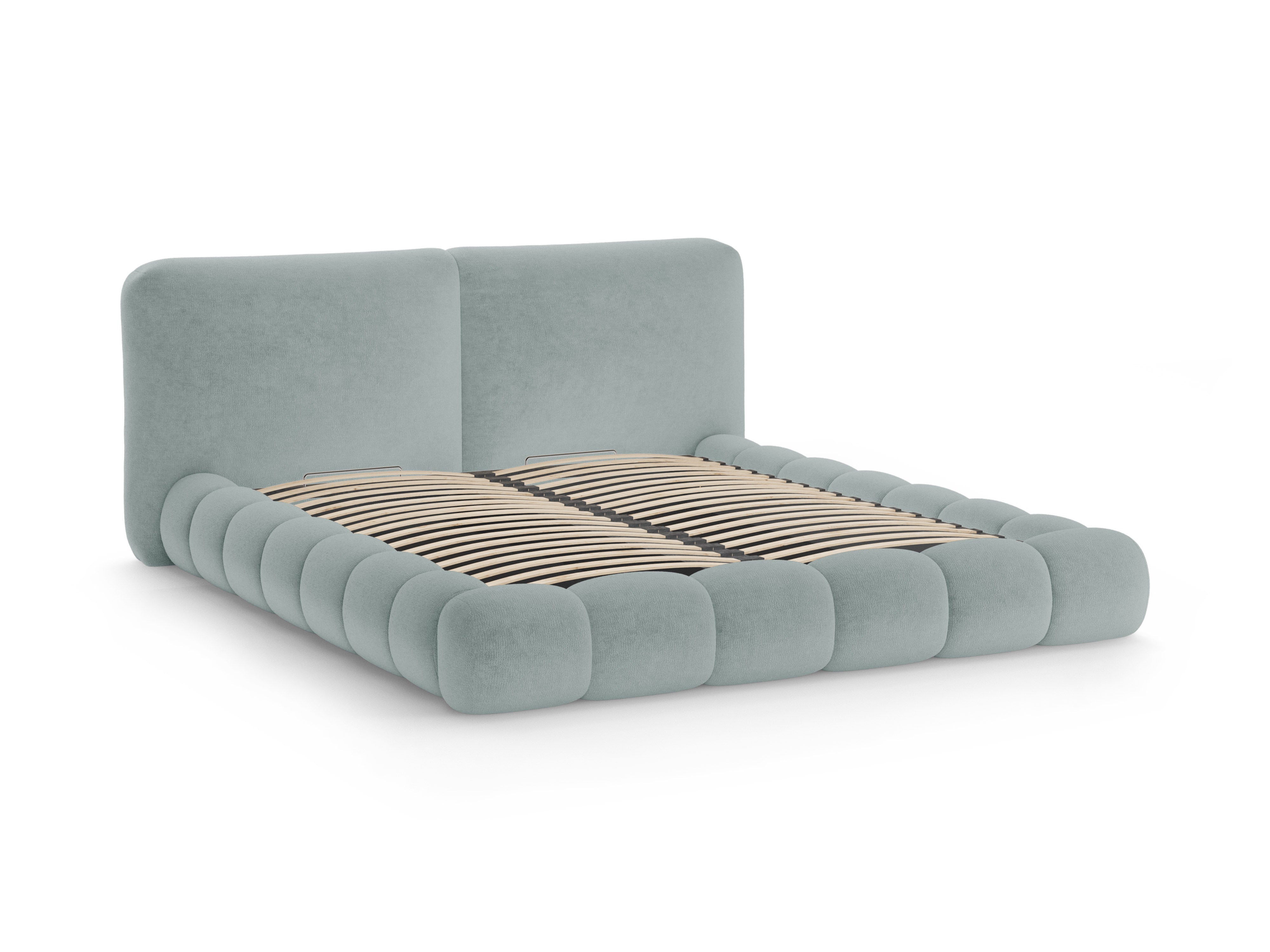 Bed SOLANGE lichtblauw chenille