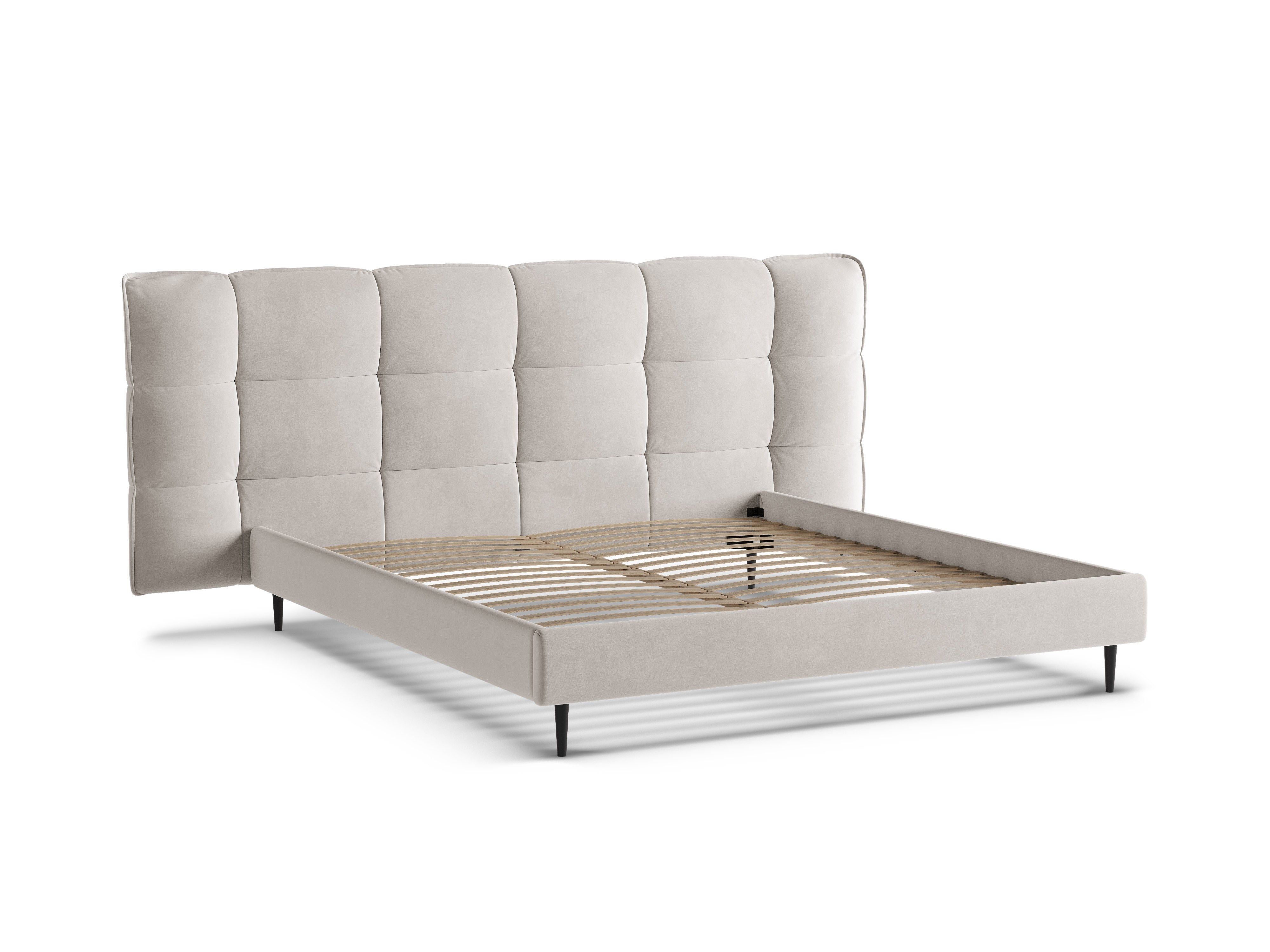 Velvet bed ERIC lichtbeige