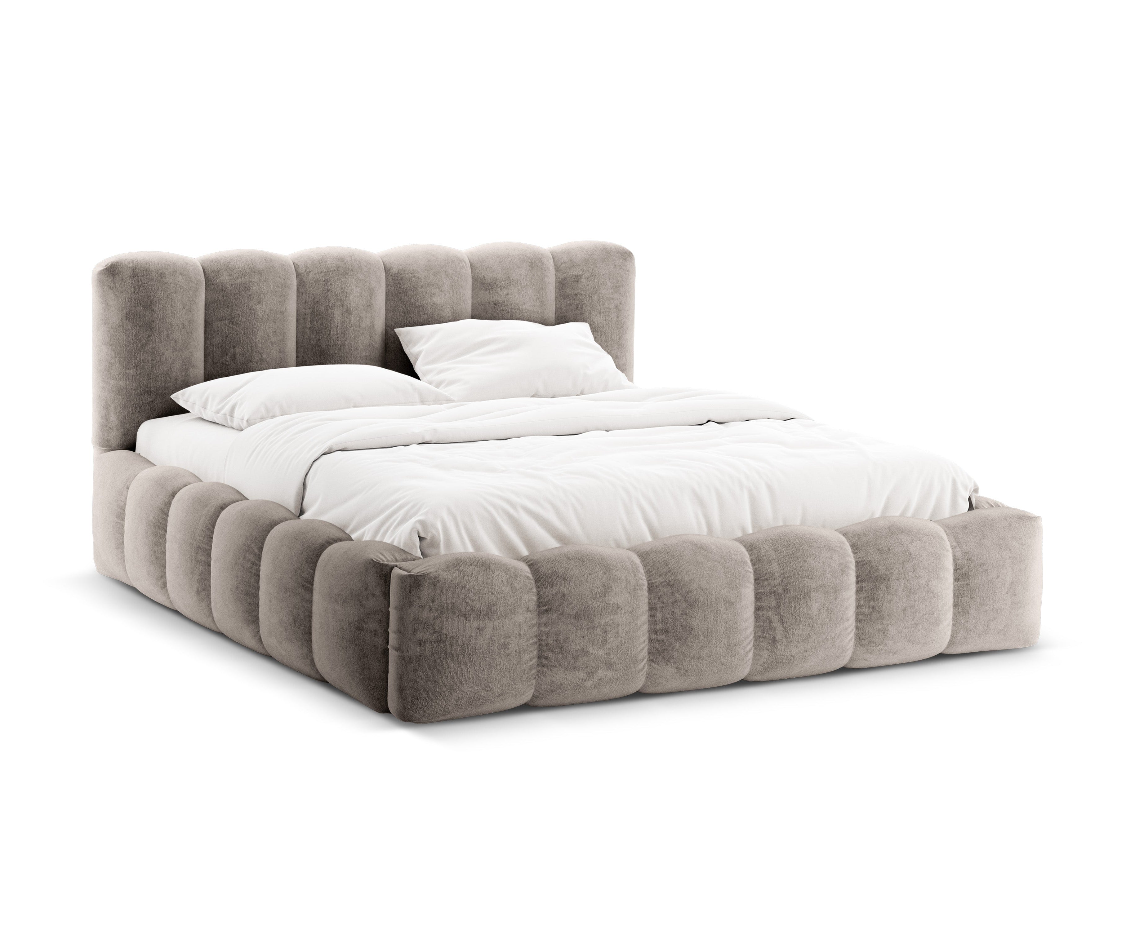 Bed met opbergruimte LUPINE donker cappuccino iriserend chenille