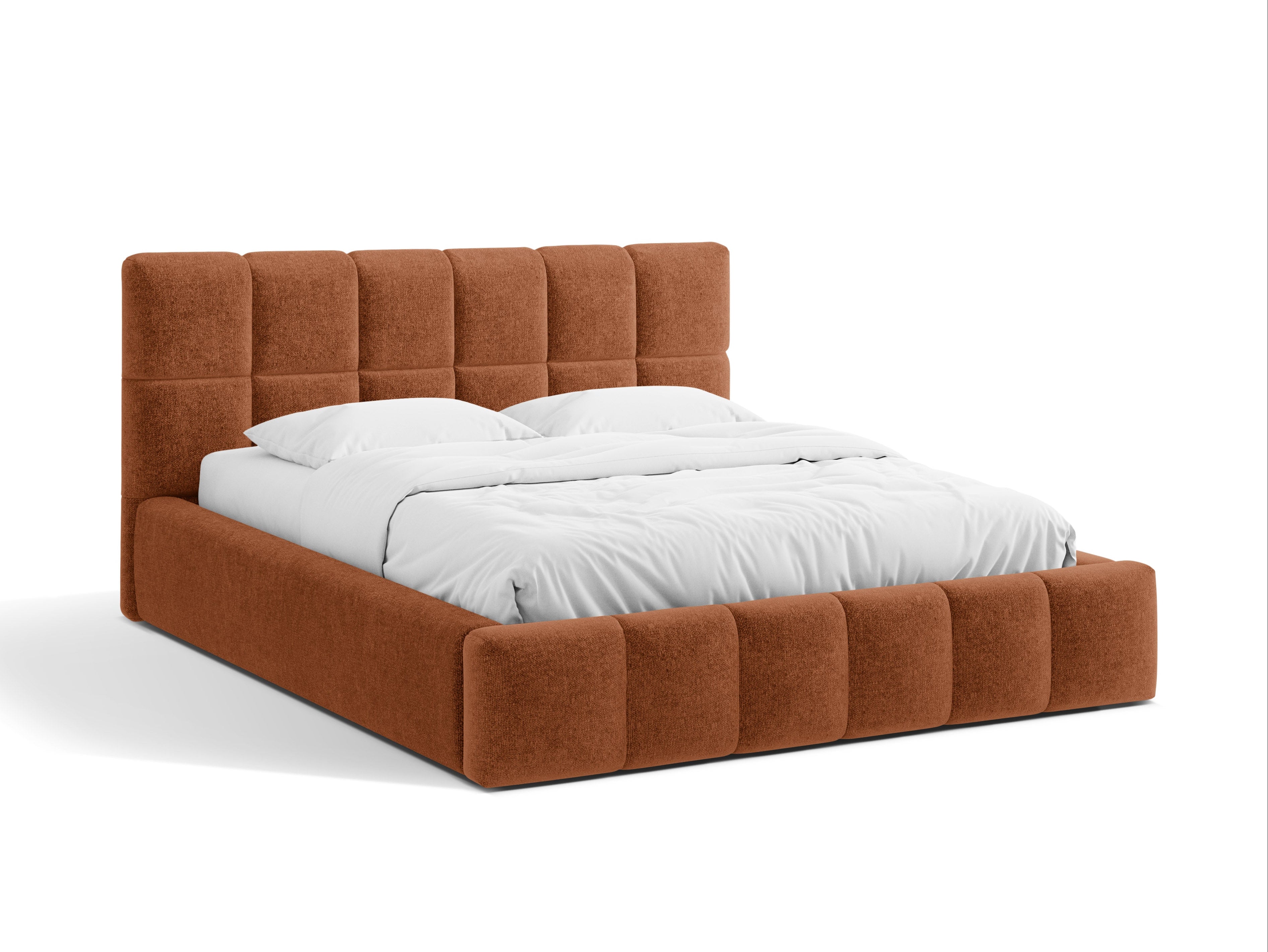 Bed met opbergruimte voor beddengoed BELLIS baksteen chenille