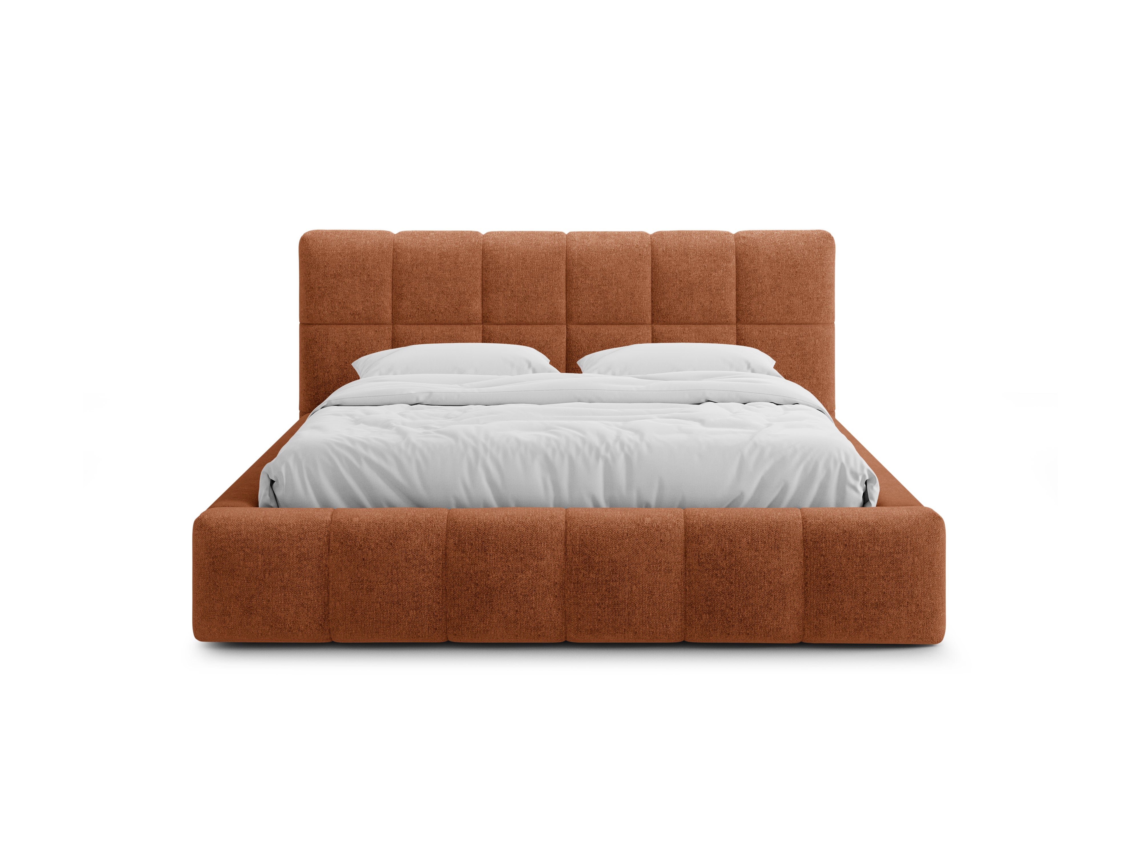 Bed met opbergruimte voor beddengoed BELLIS baksteen chenille