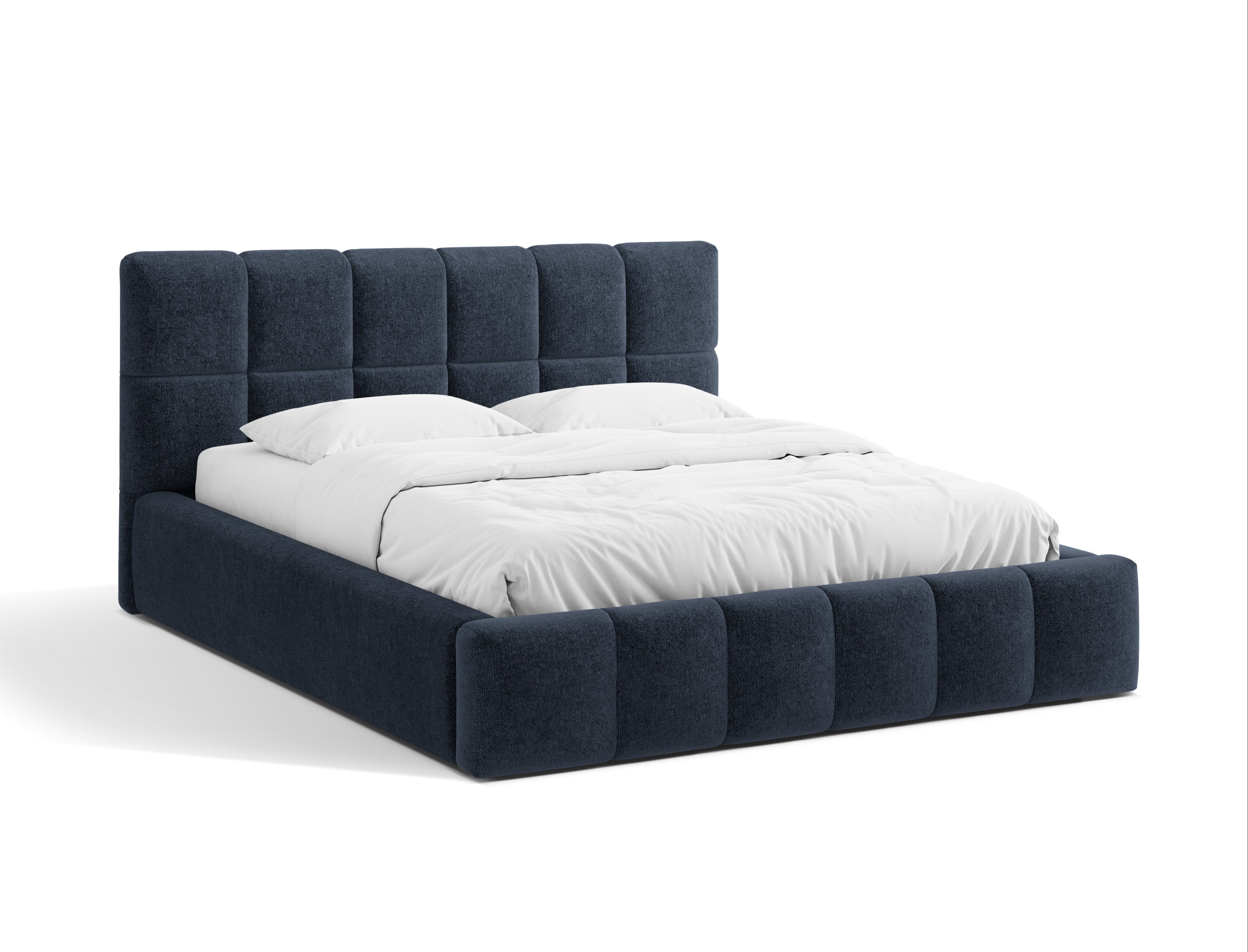 Bed met opbergruimte voor beddengoed BELLIS zeeblauw chenille
