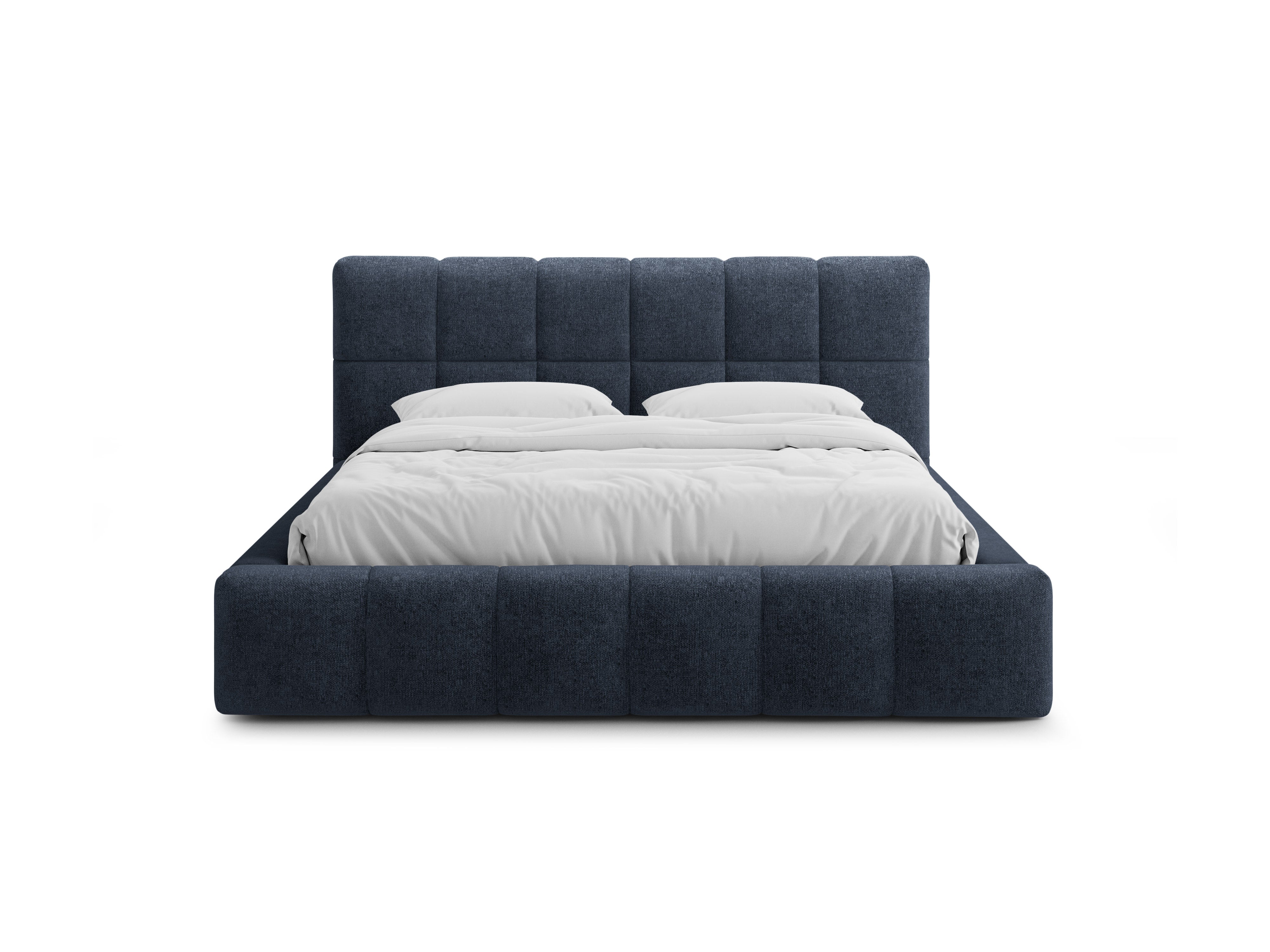 Bed met opbergruimte voor beddengoed BELLIS zeeblauw chenille