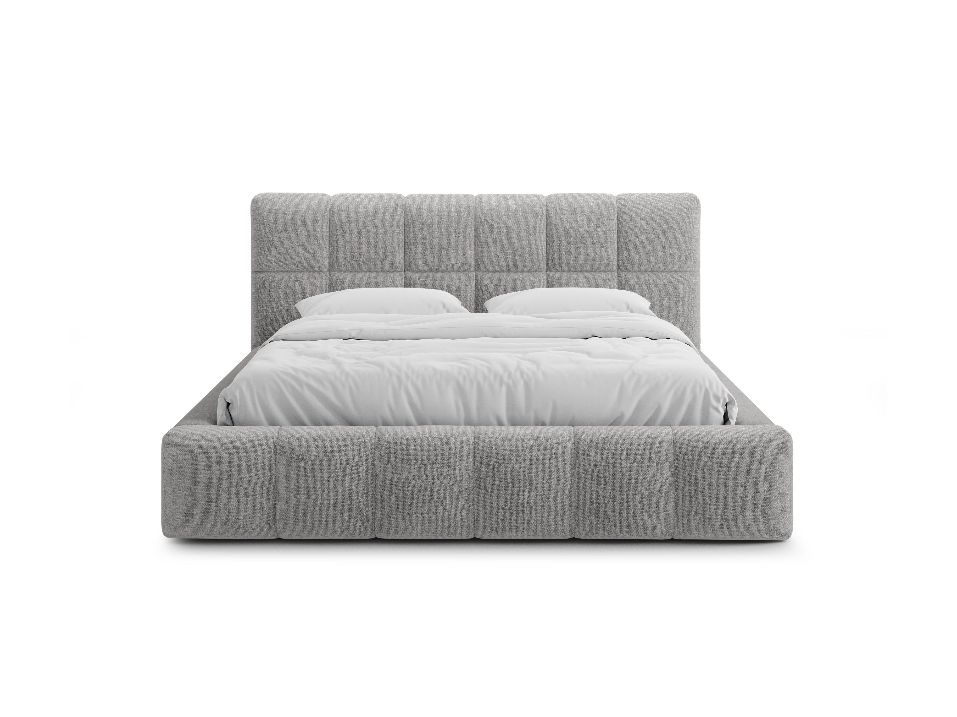 BELLIS bed met opbergruimte voor beddengoed grijs chenille