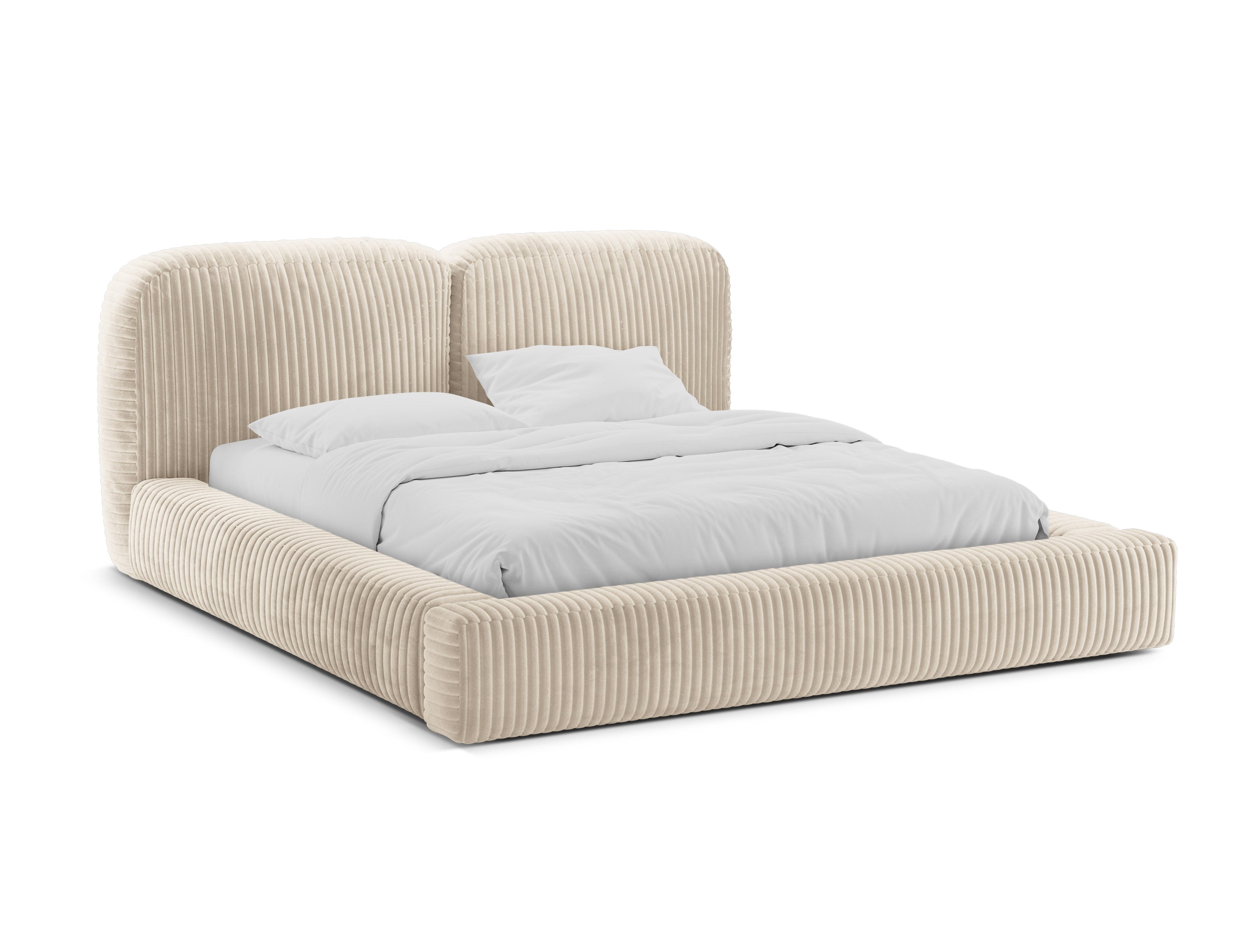 MARTINA Bed in Light Beige Corduroy