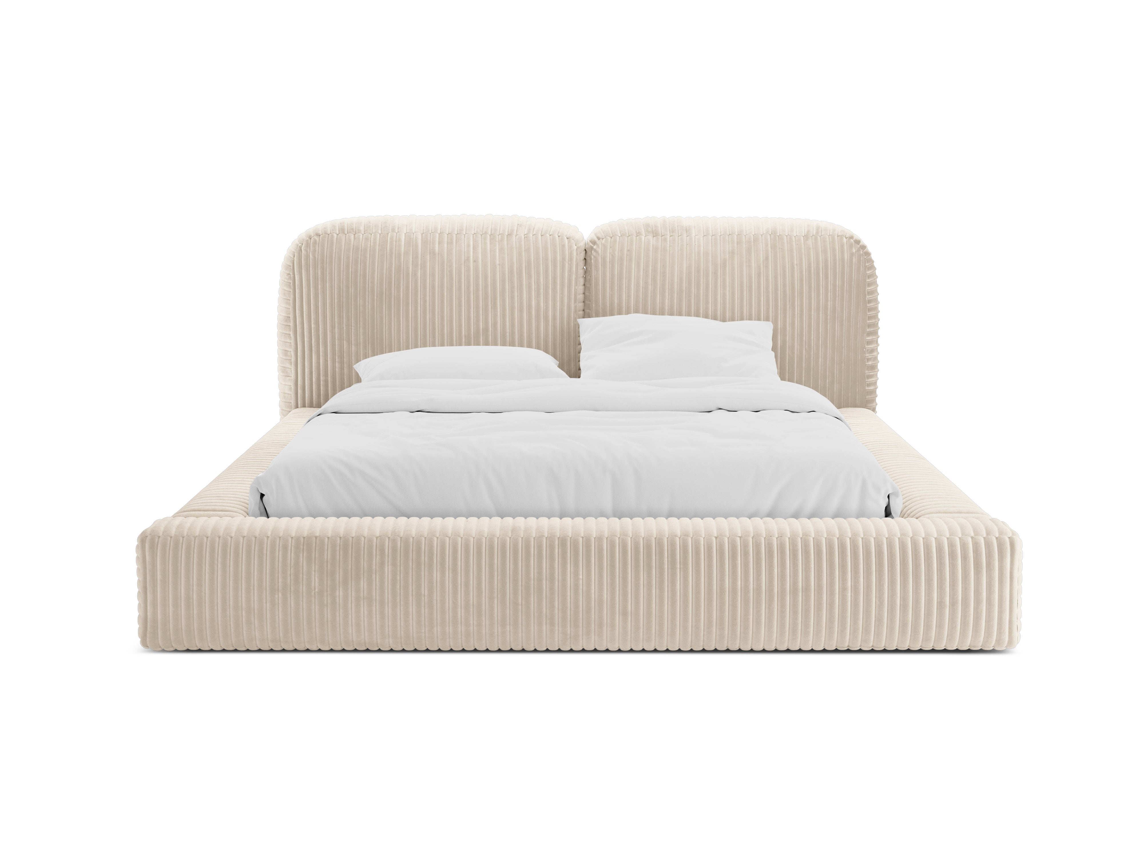 MARTINA Bed in Light Beige Corduroy