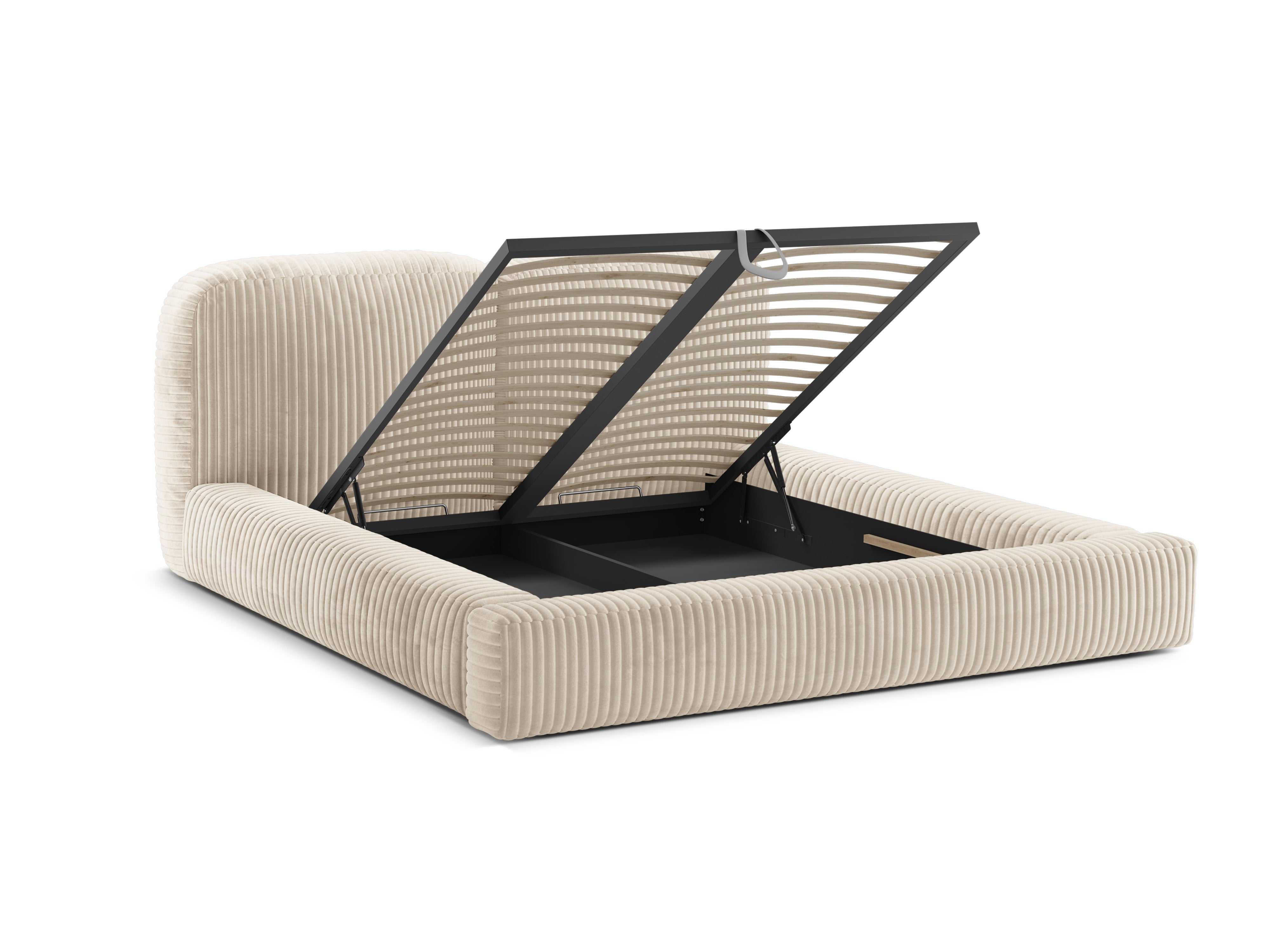 MARTINA Bed in Light Beige Corduroy