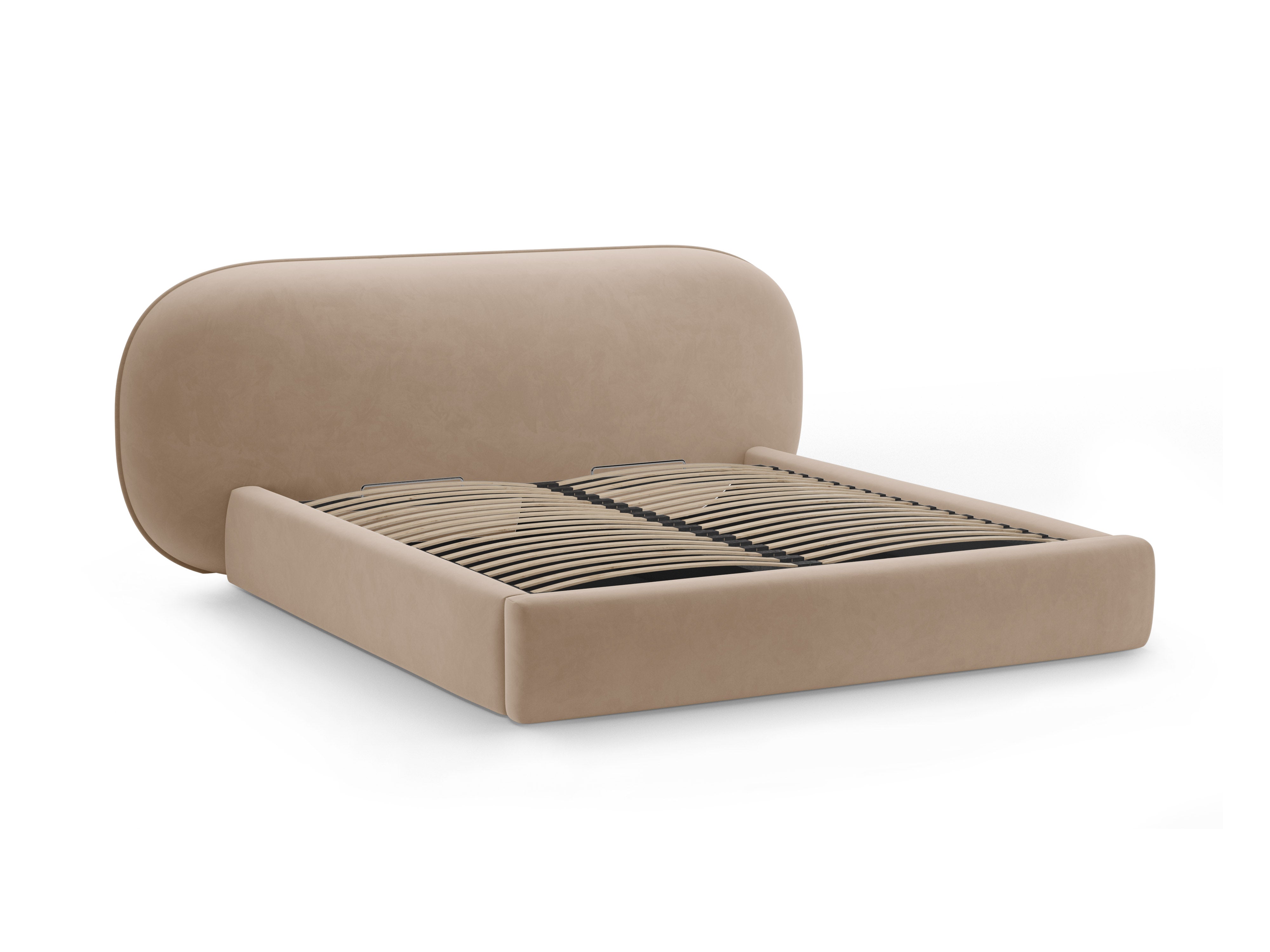 Velvet bed OVALO amandelbeige