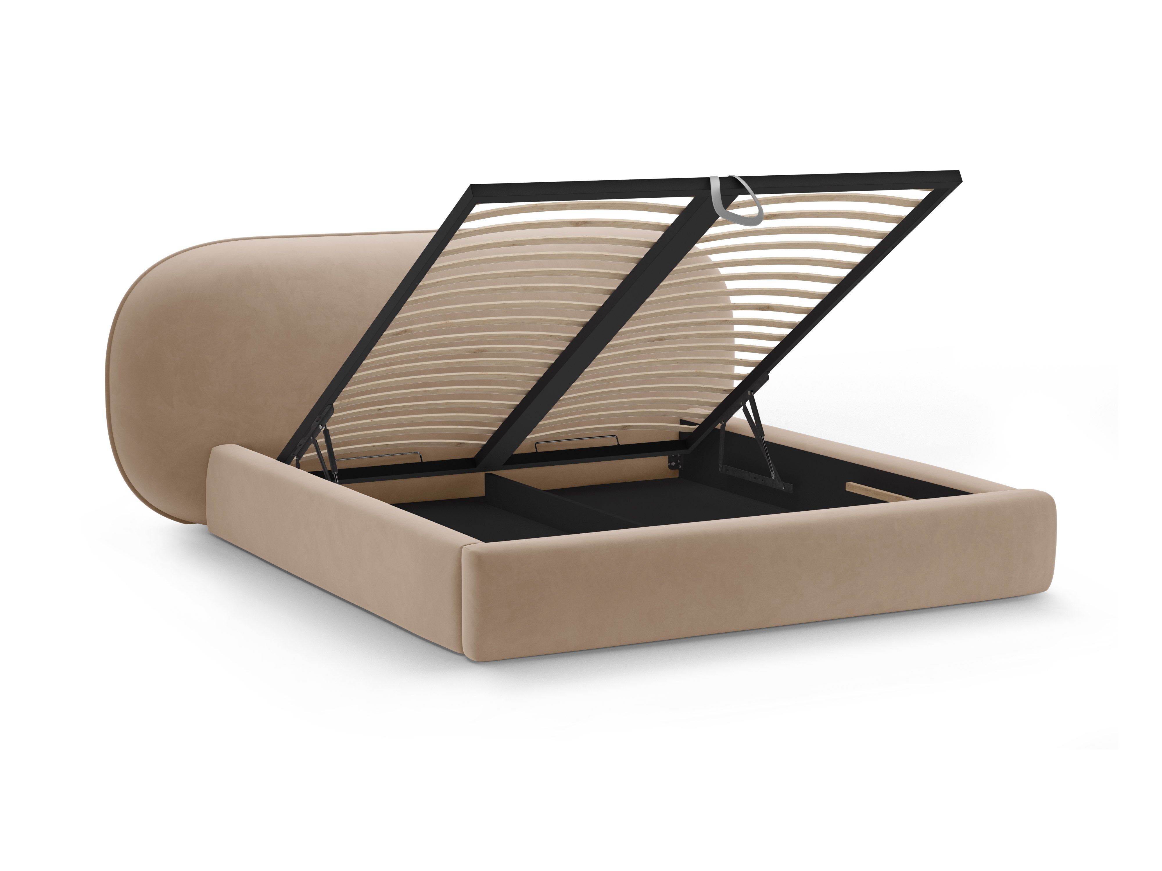 Velvet bed OVALO amandelbeige