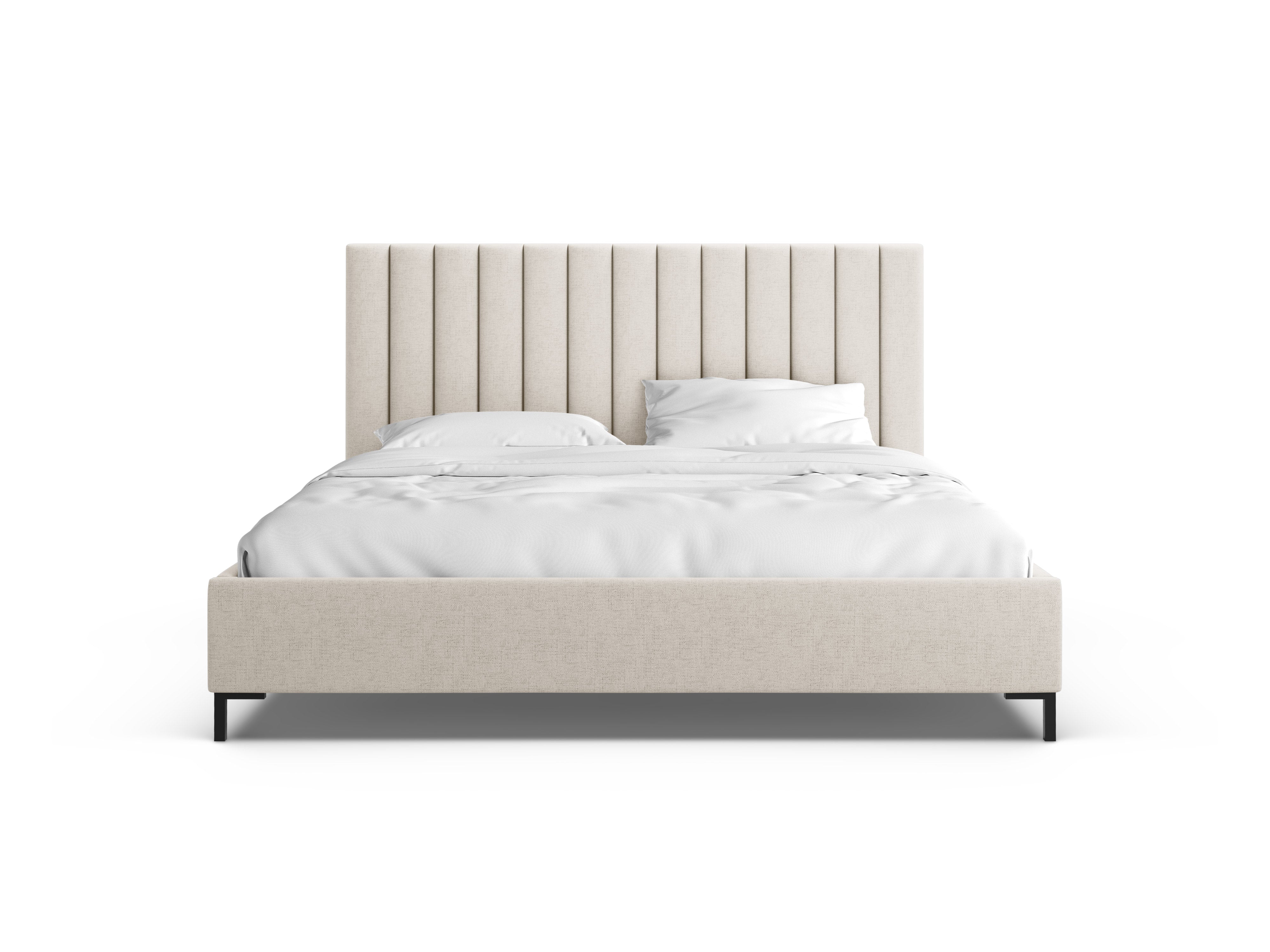 Bed met opbergruimte voor beddengoed ALLISON lichtbeige