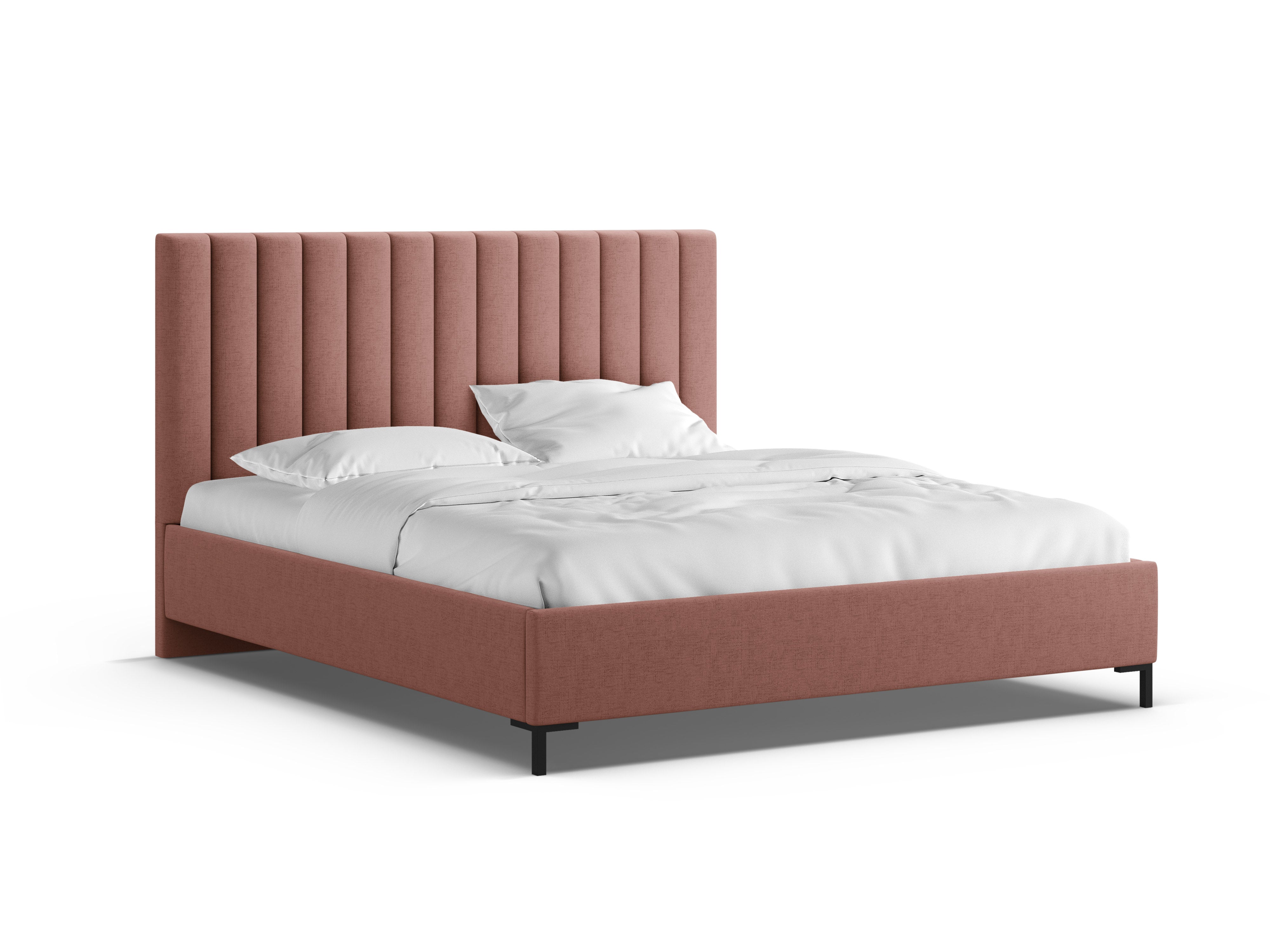 Bed met opbergruimte voor beddengoed ALLISON donkerroze