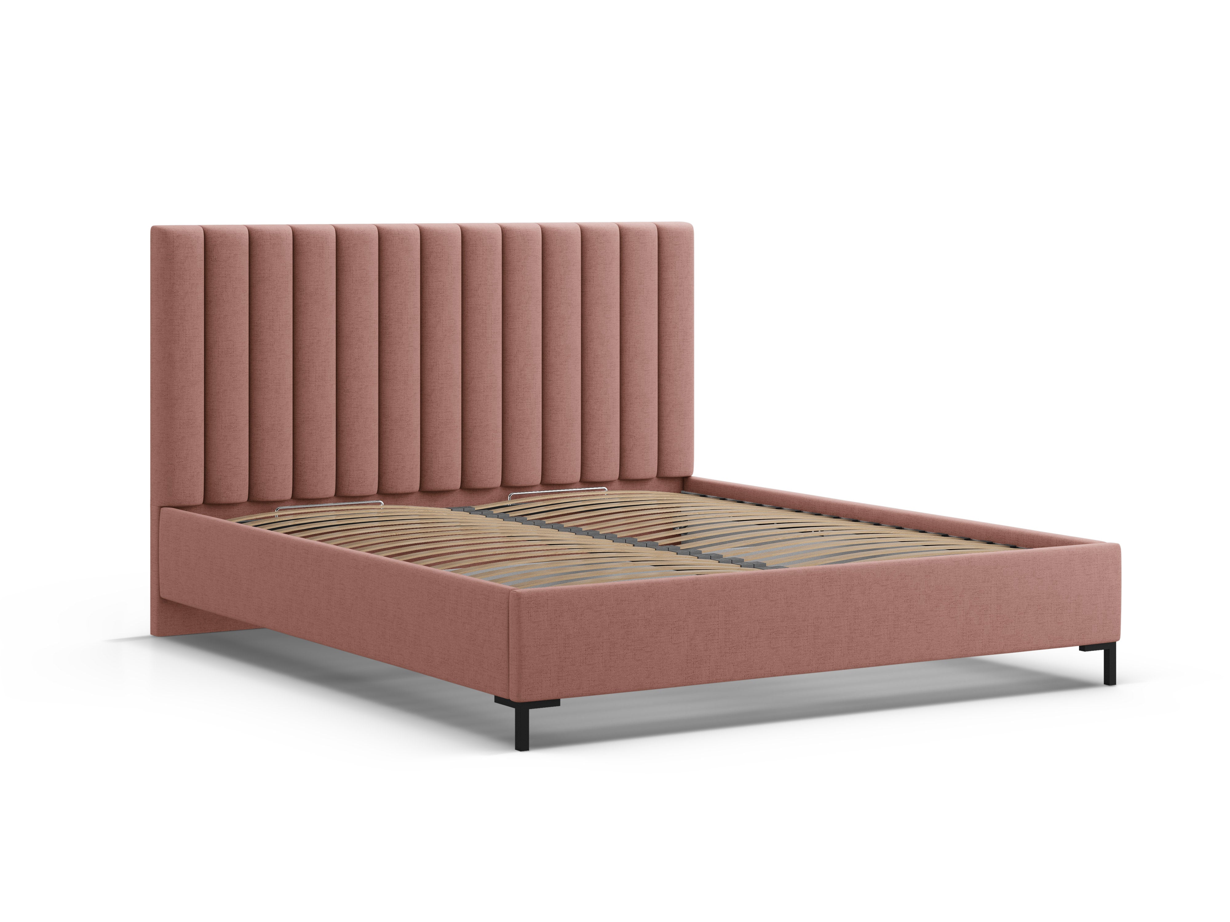 Bed met opbergruimte voor beddengoed ALLISON donkerroze