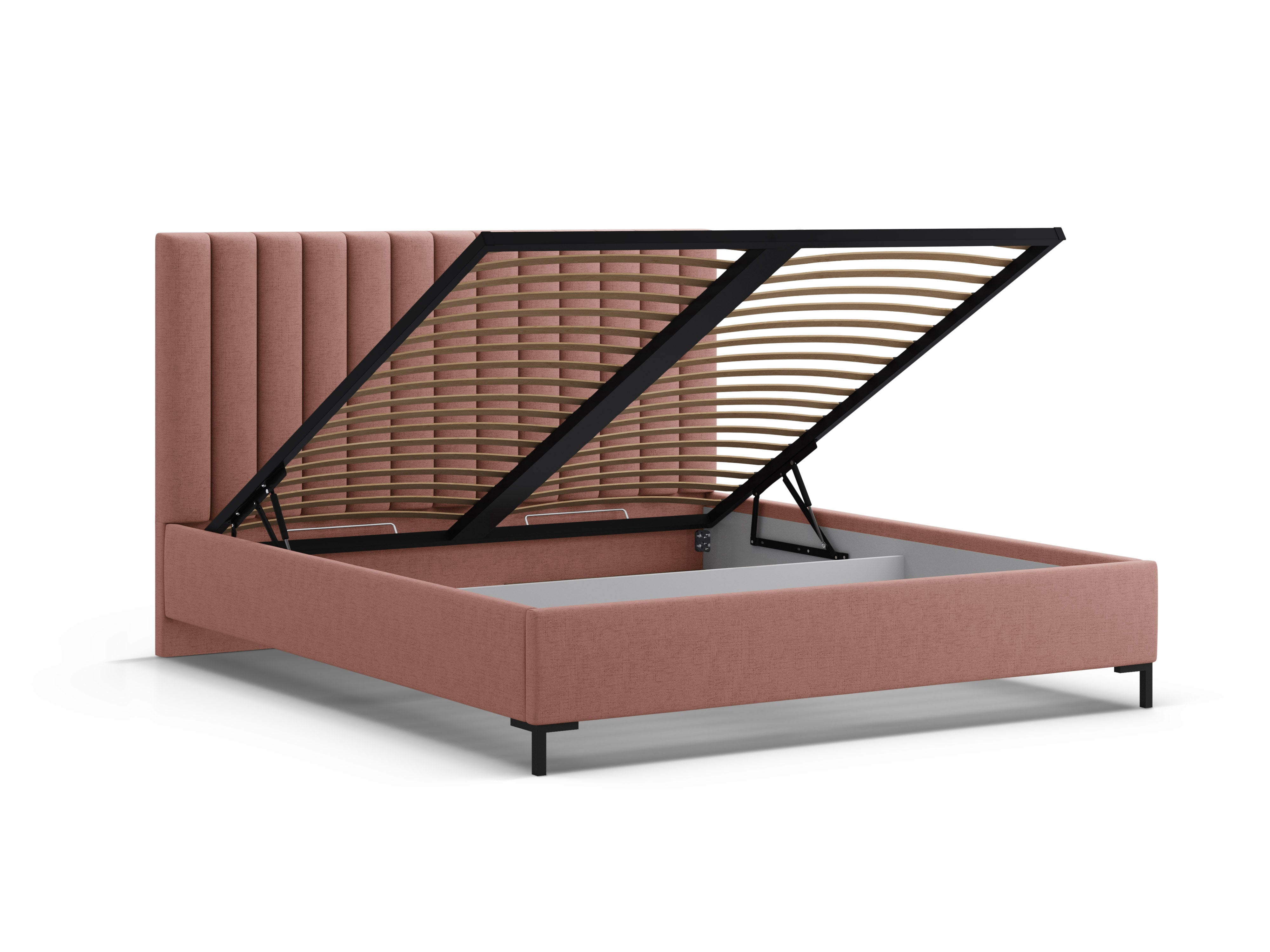 Bed met opbergruimte voor beddengoed ALLISON donkerroze