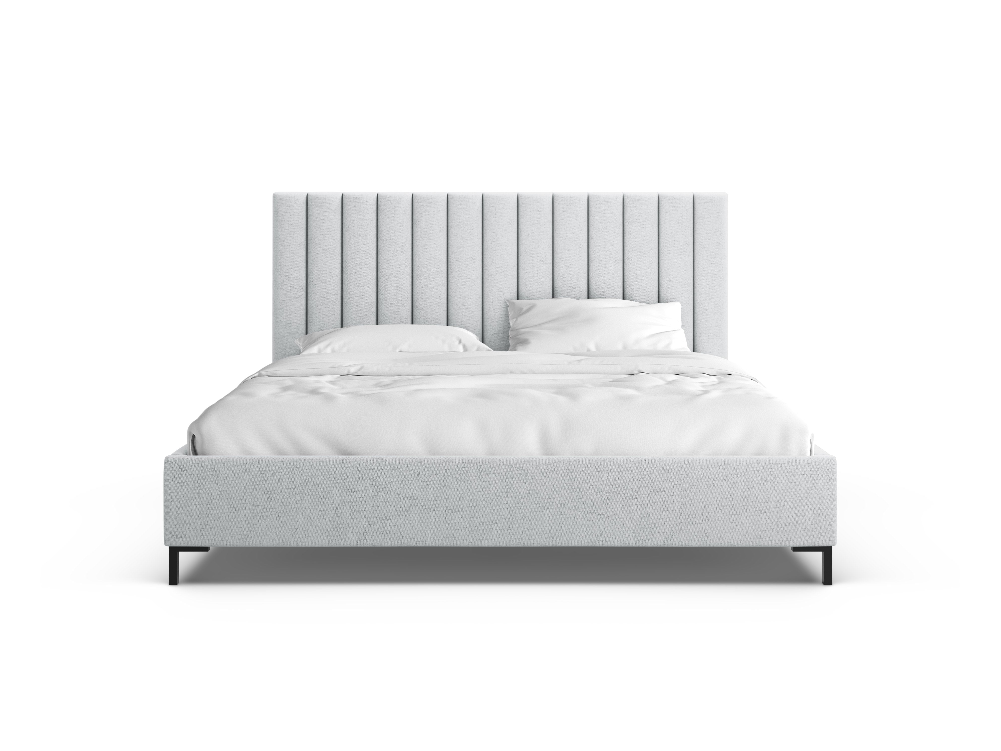 Bed met opbergruimte voor beddengoed ALLISON lichtgrijs