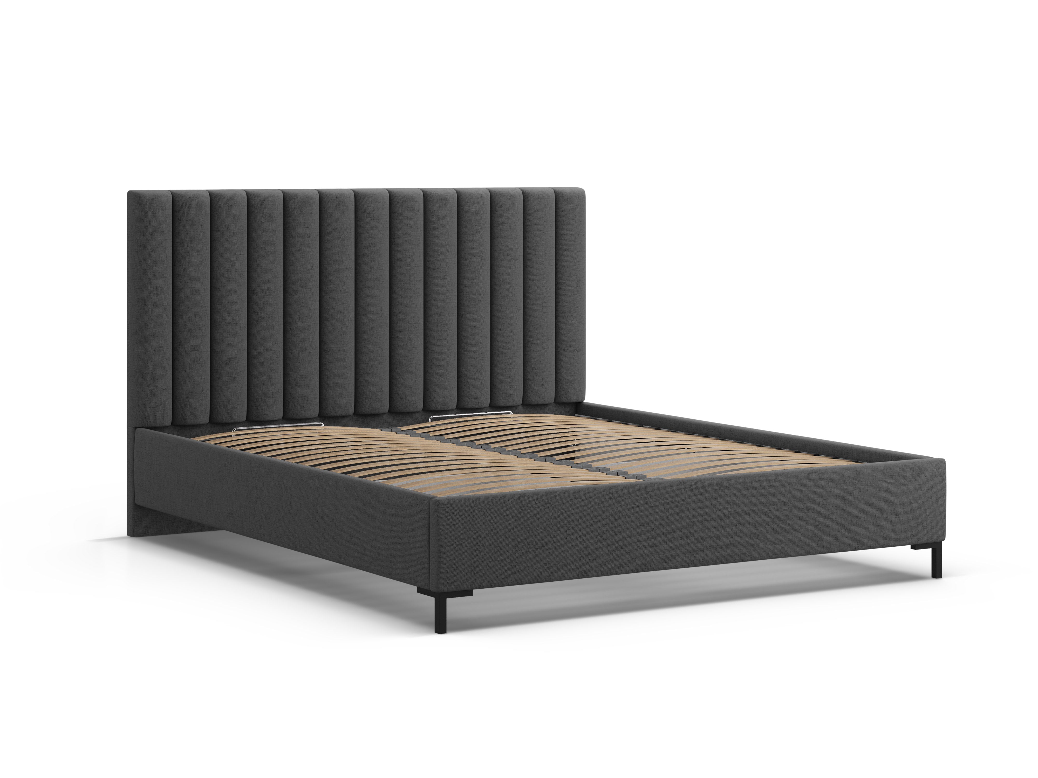 Bed met opbergruimte voor beddengoed ALLISON antraciet