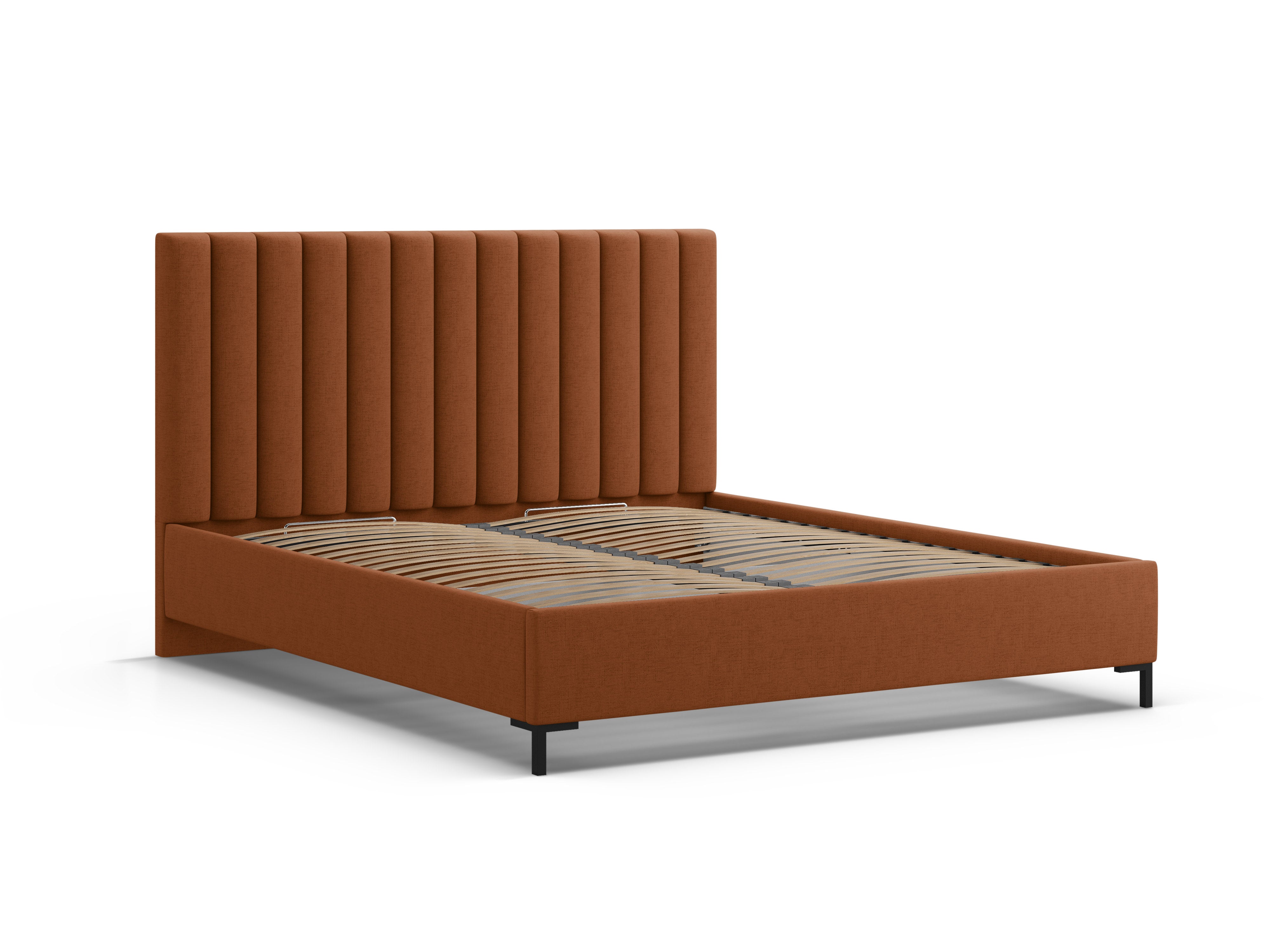 Bed met opbergruimte voor beddengoed ALLISON baksteenrood