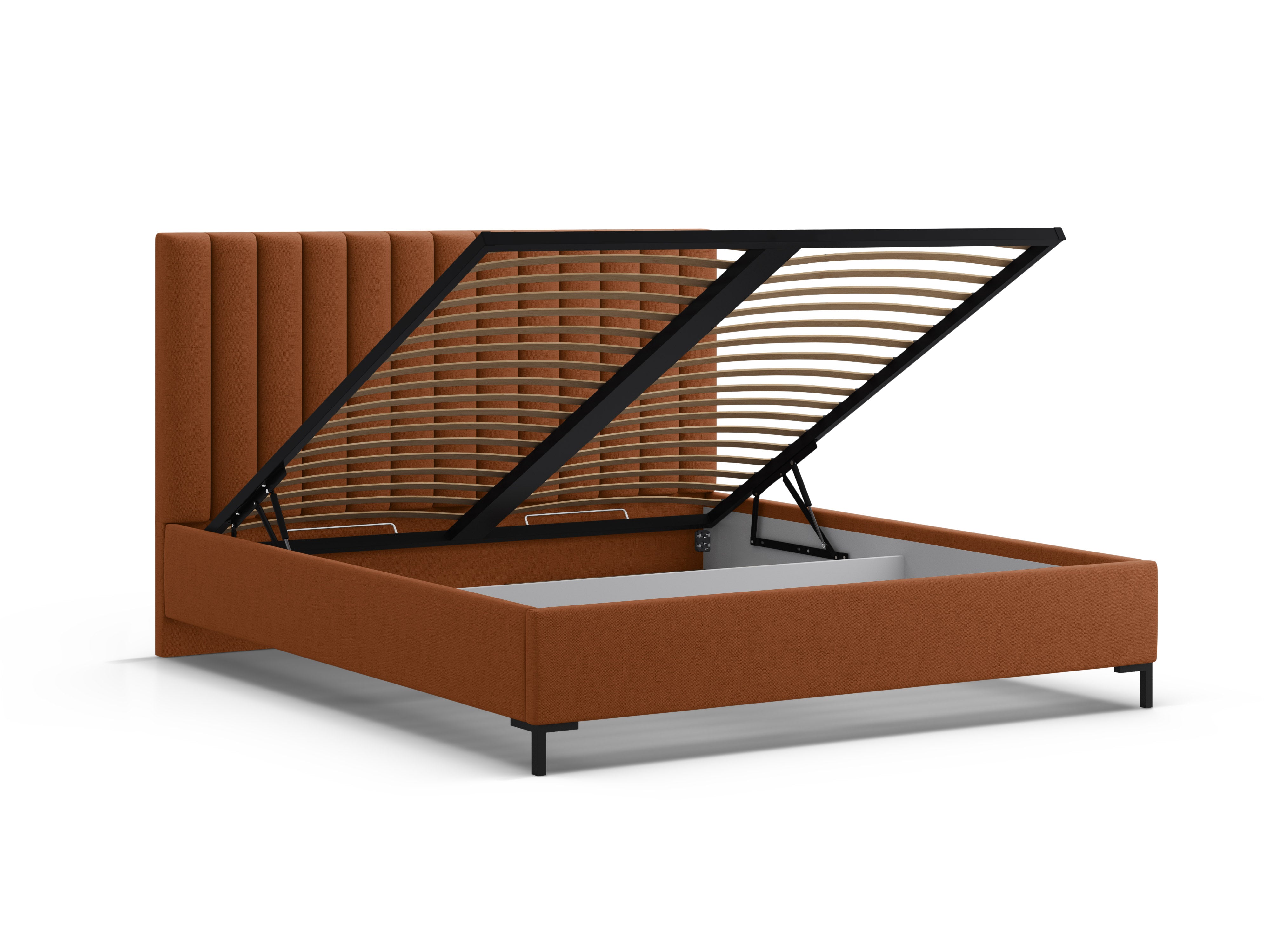 Bed met opbergruimte voor beddengoed ALLISON baksteenrood