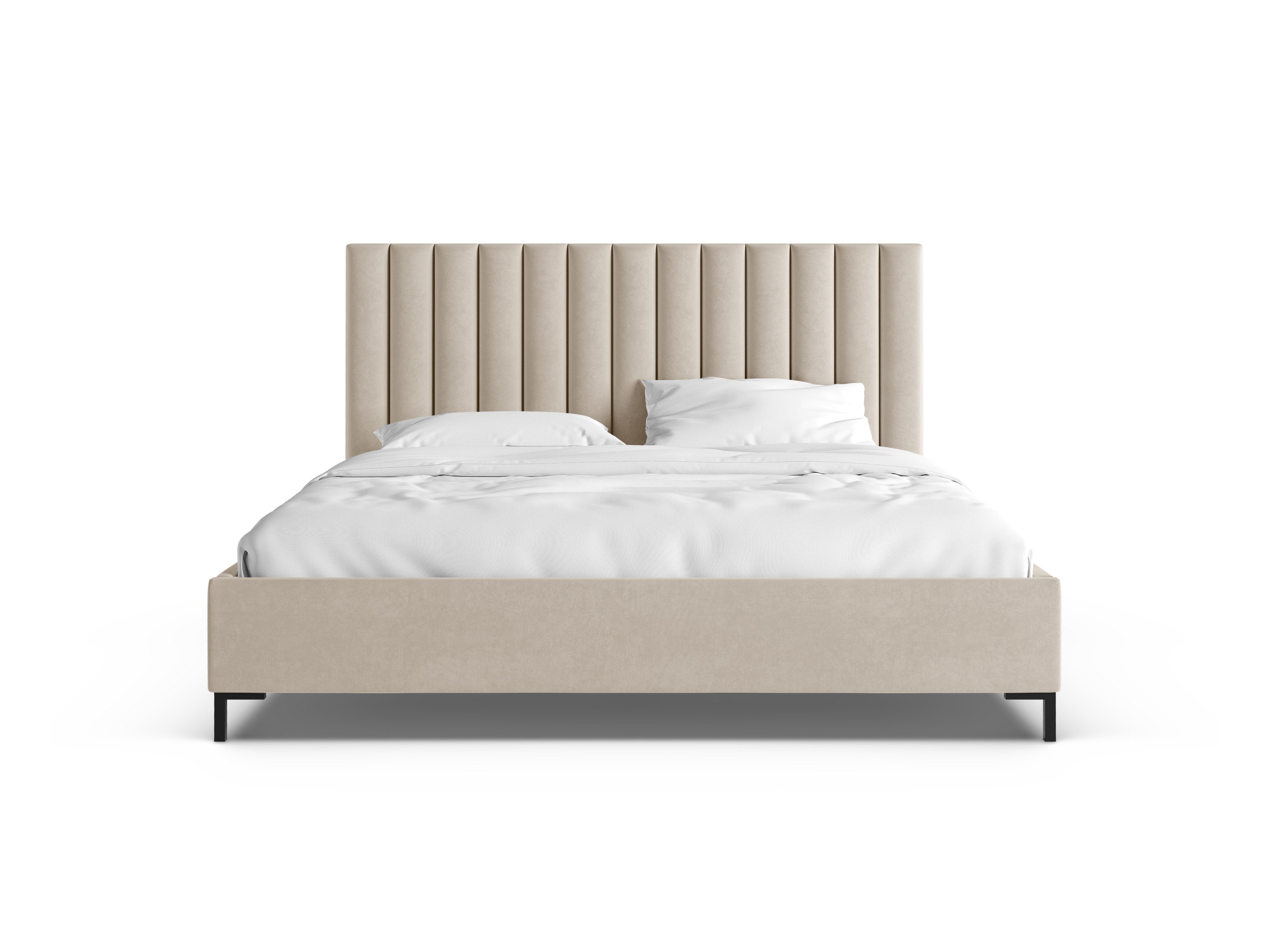 Aksmatig bed met opbergruimte voor beddengoed ALLISON beige