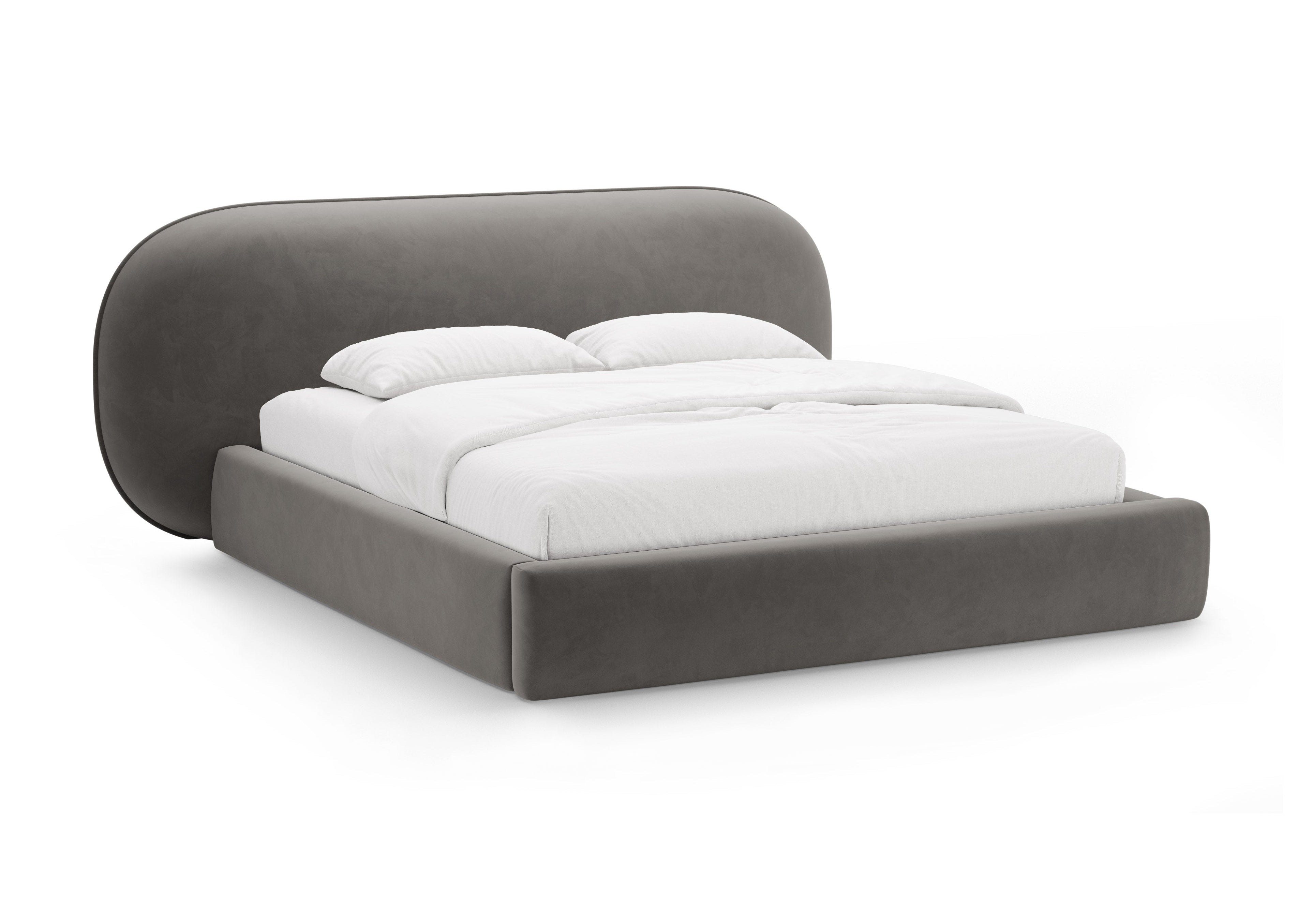 OVALO Velvet Bed Dark Gray